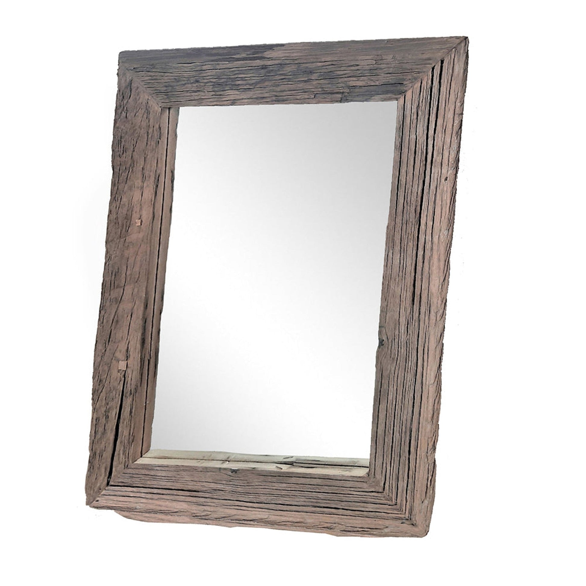 A&B Home 35" x 48" Bundle of 6 Rectangular Brown Slipper Wooden Framed Wall-Mounted Mirror