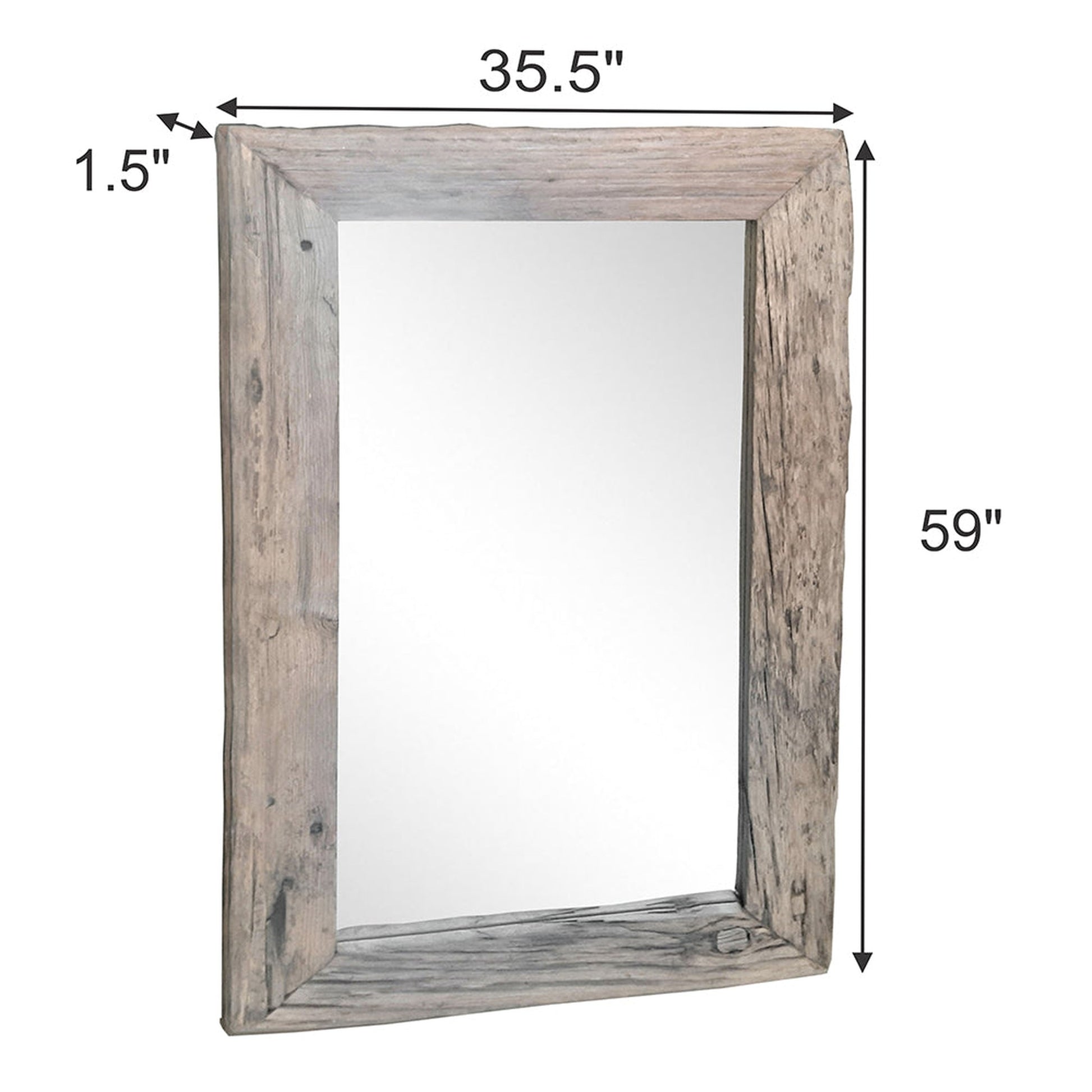 A&B Home 35" x 59" Bundle of 5 Rectangular Brown Slipper Wooden Framed Wall-Mounted Mirror