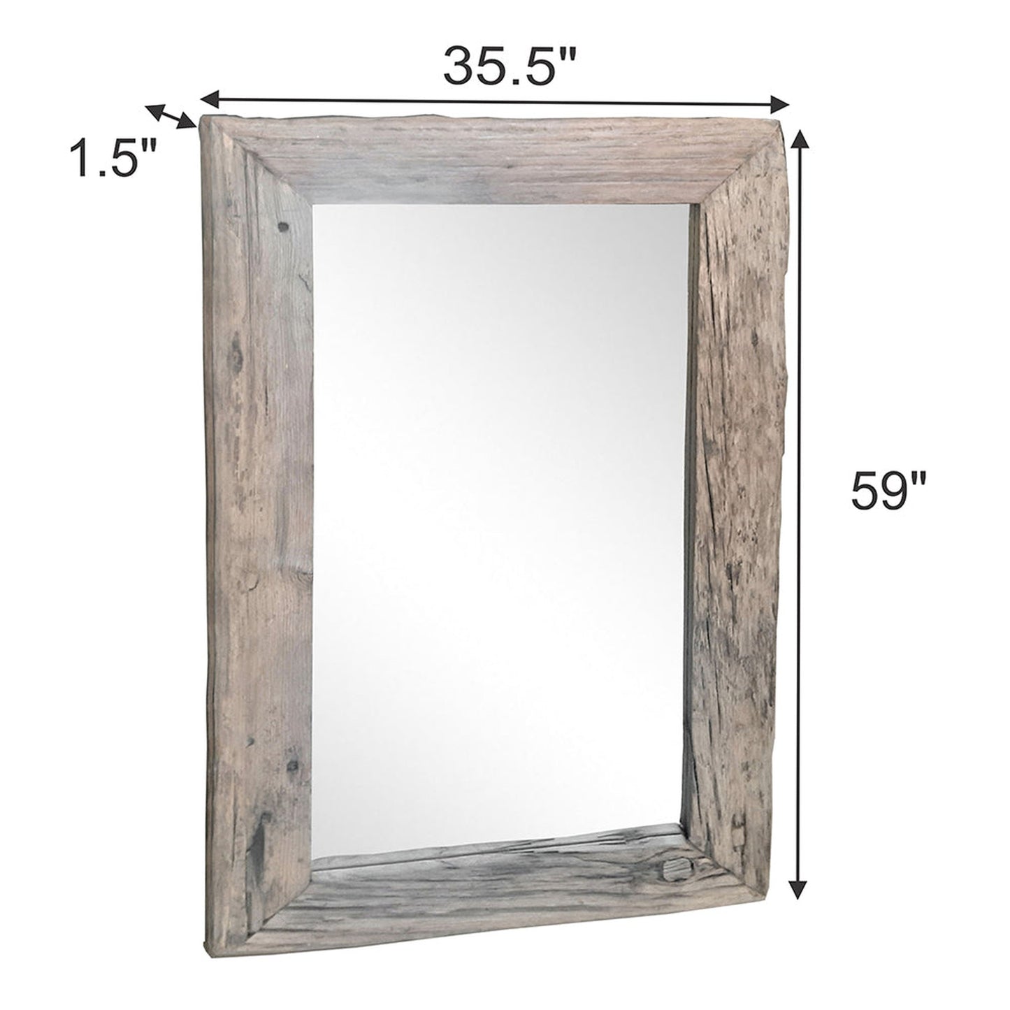 A&B Home 35" x 59" Rectangular Brown Slipper Wooden Framed Wall-Mounted Mirror