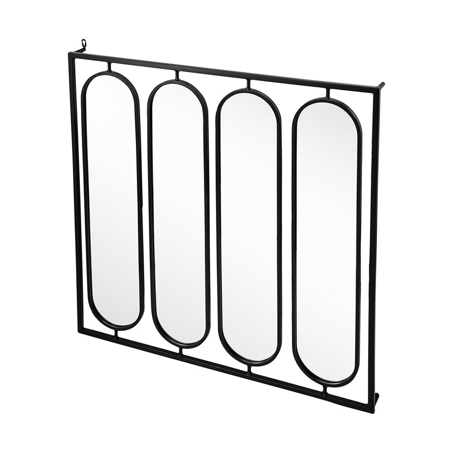 A&B Home 36" x 36" Bundle of 12 Four Oval Shaped in Black Squared Metal Frame Wall-Mounted Swivel Mirror