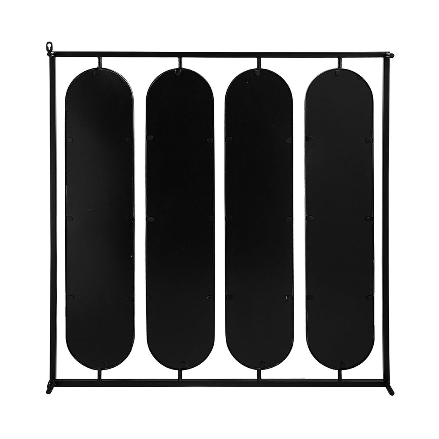 A&B Home 36" x 36" Bundle of 12 Four Oval Shaped in Black Squared Metal Frame Wall-Mounted Swivel Mirror