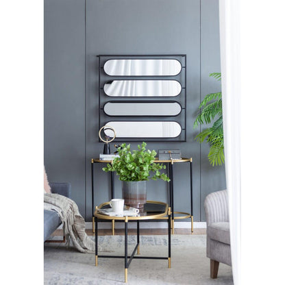 A&B Home 36" x 36" Bundle of 12 Four Oval Shaped in Black Squared Metal Frame Wall-Mounted Swivel Mirror