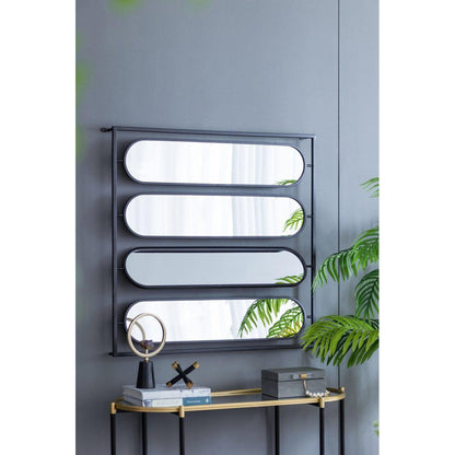 A&B Home 36" x 36" Bundle of 12 Four Oval Shaped in Black Squared Metal Frame Wall-Mounted Swivel Mirror