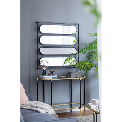 A&B Home 36" x 36" Bundle of 12 Four Oval Shaped in Black Squared Metal Frame Wall-Mounted Swivel Mirror