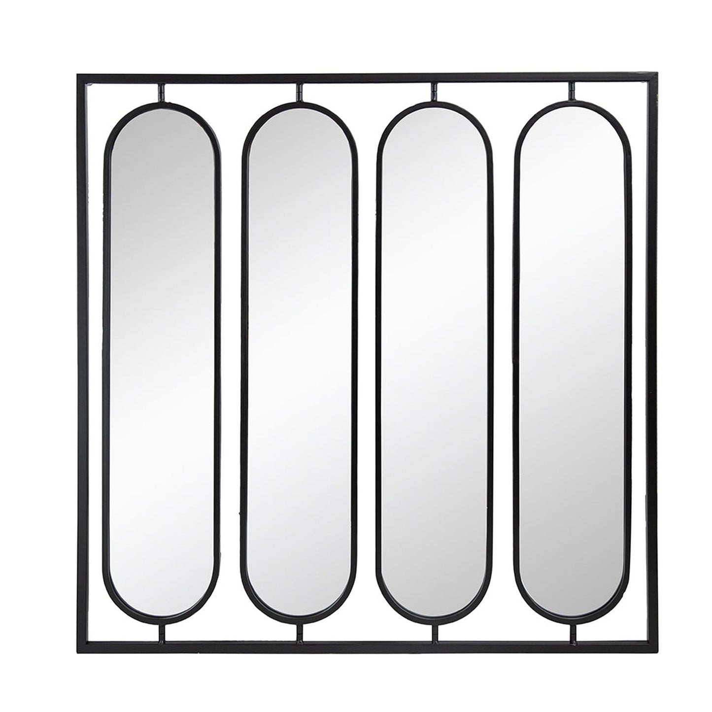 A&B Home 36" x 36" Bundle of 12 Four Oval Shaped in Black Squared Metal Frame Wall-Mounted Swivel Mirror
