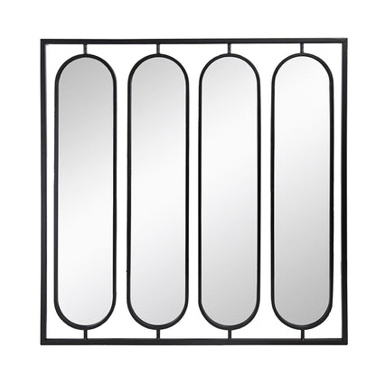 A&B Home 36" x 36" Bundle of 12 Four Oval Shaped in Black Squared Metal Frame Wall-Mounted Swivel Mirror