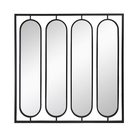 A&B Home 36" x 36" Bundle of 12 Four Oval Shaped in Black Squared Metal Frame Wall-Mounted Swivel Mirror