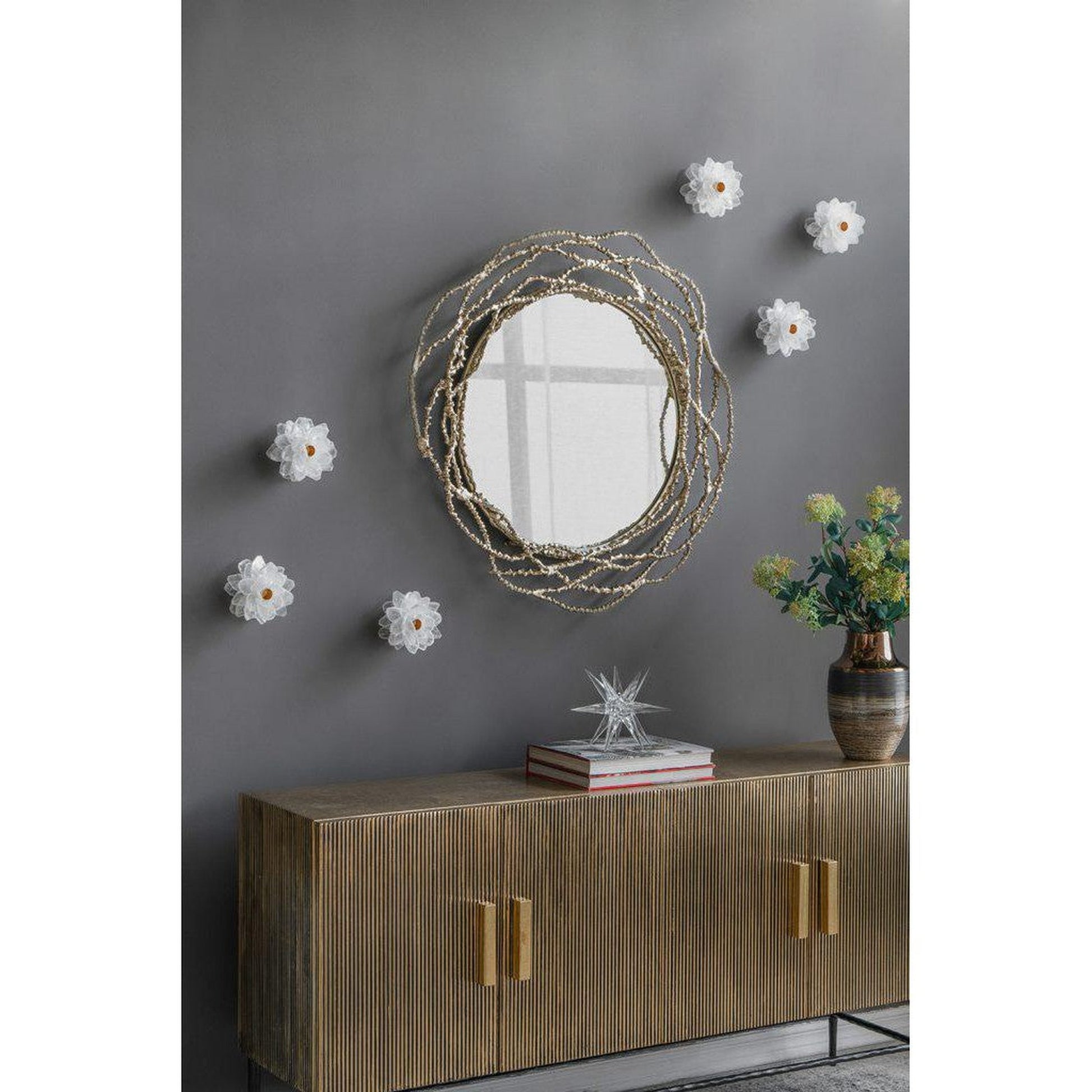 A&B Home 36" x 36" Bundle of 4 Round Gold Aluminum Frame Wall-Mounted Mirror