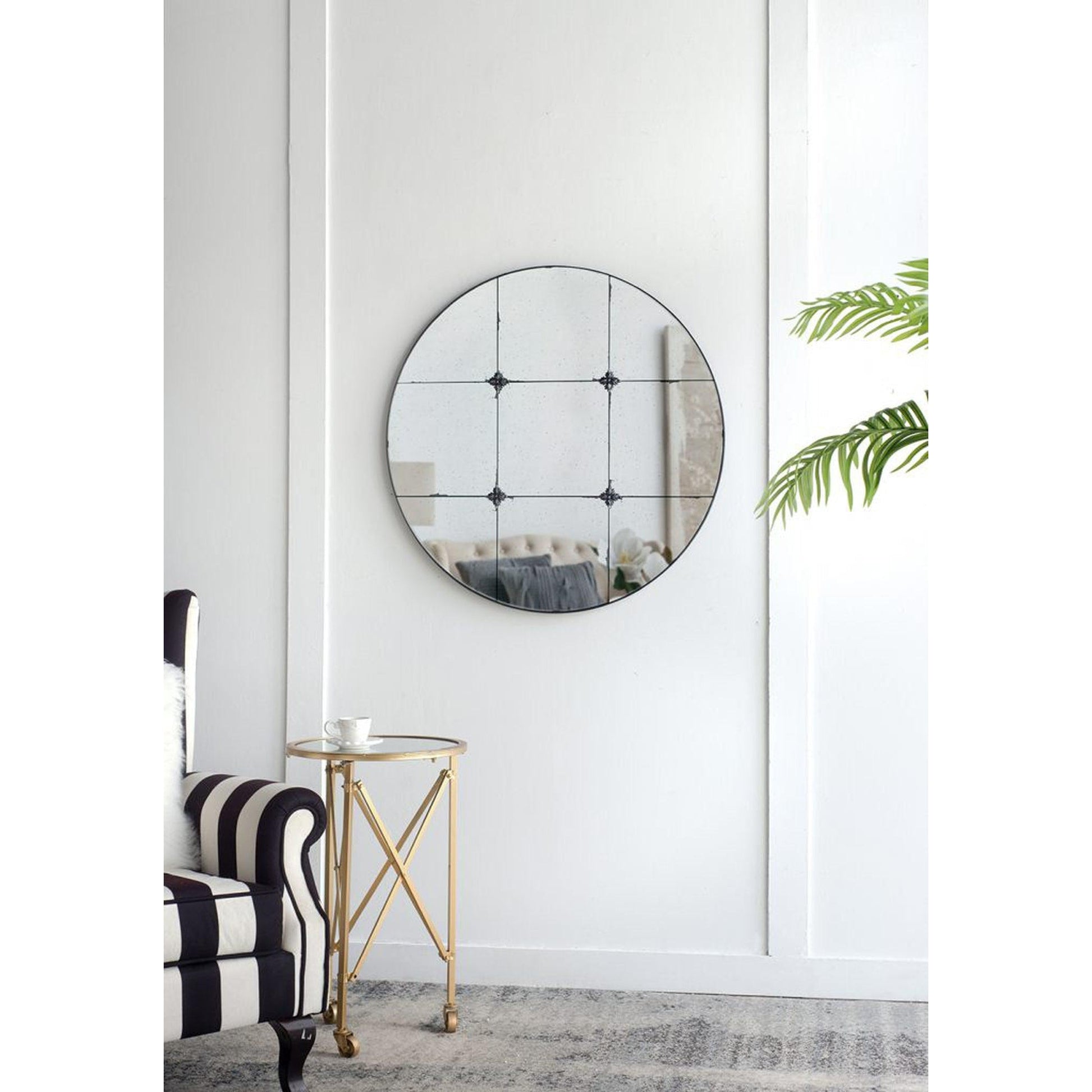 A&B Home 36" x 36" Bundle of 9 Round Black Antique Metal Frame Wall-Mounted