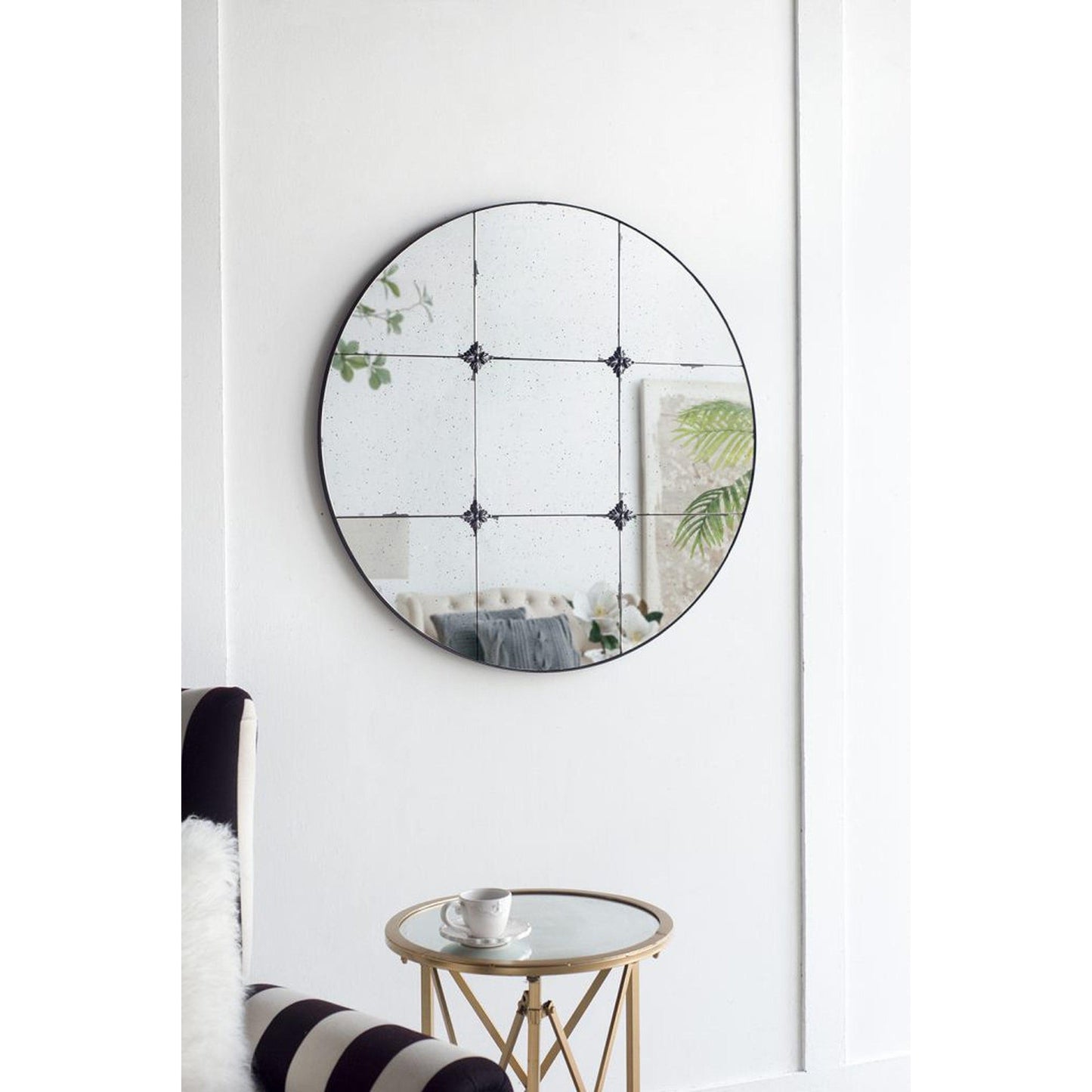 A&B Home 36" x 36" Bundle of 9 Round Black Antique Metal Frame Wall-Mounted