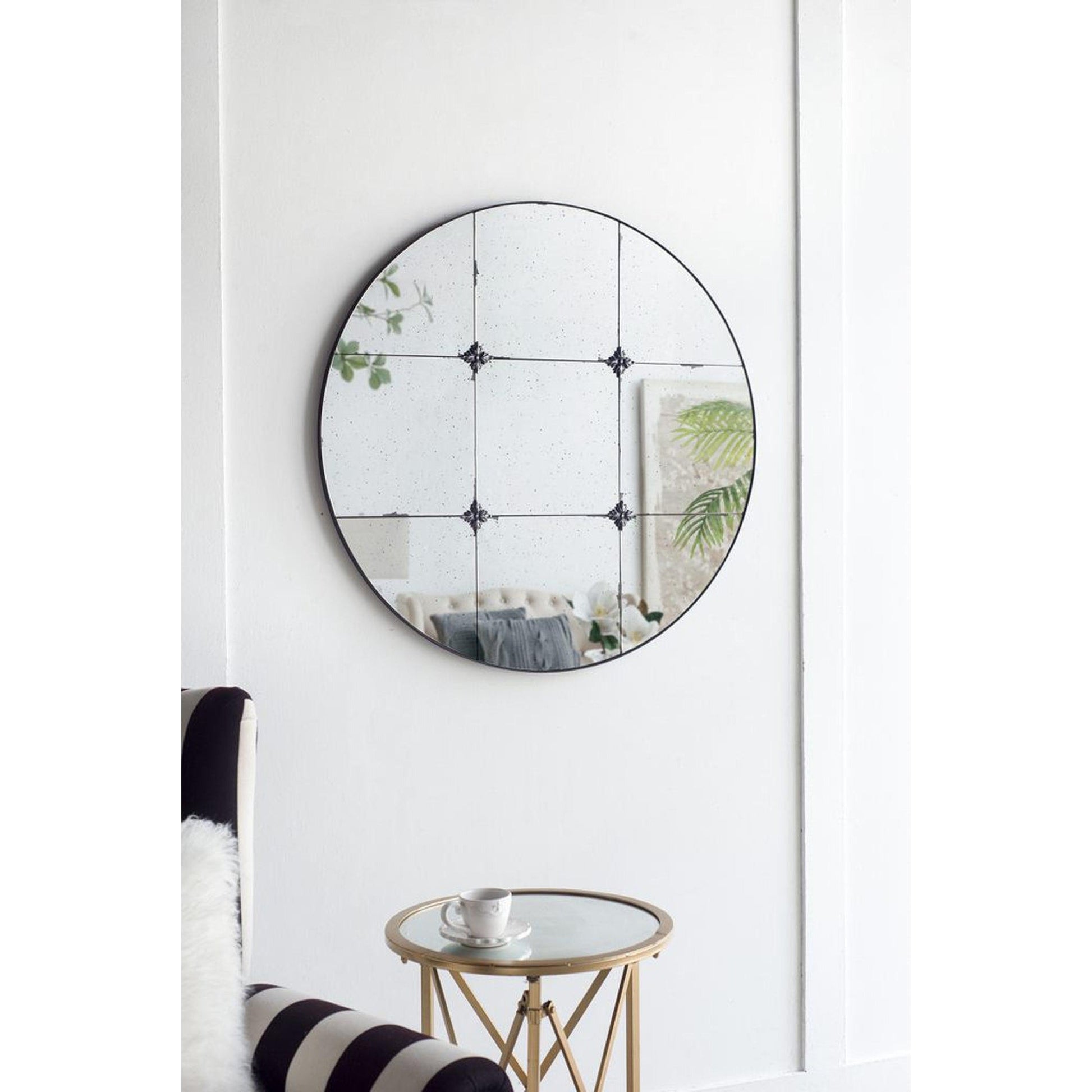 A&B Home 36" x 36" Bundle of 9 Round Black Antique Metal Frame Wall-Mounted