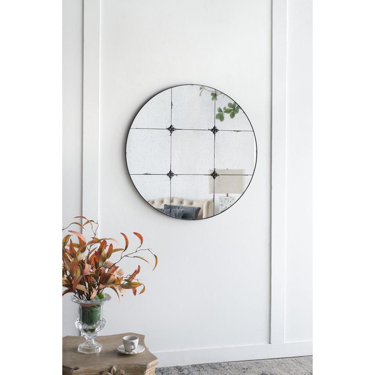 A&B Home 36" x 36" Bundle of 9 Round Black Antique Metal Frame Wall-Mounted