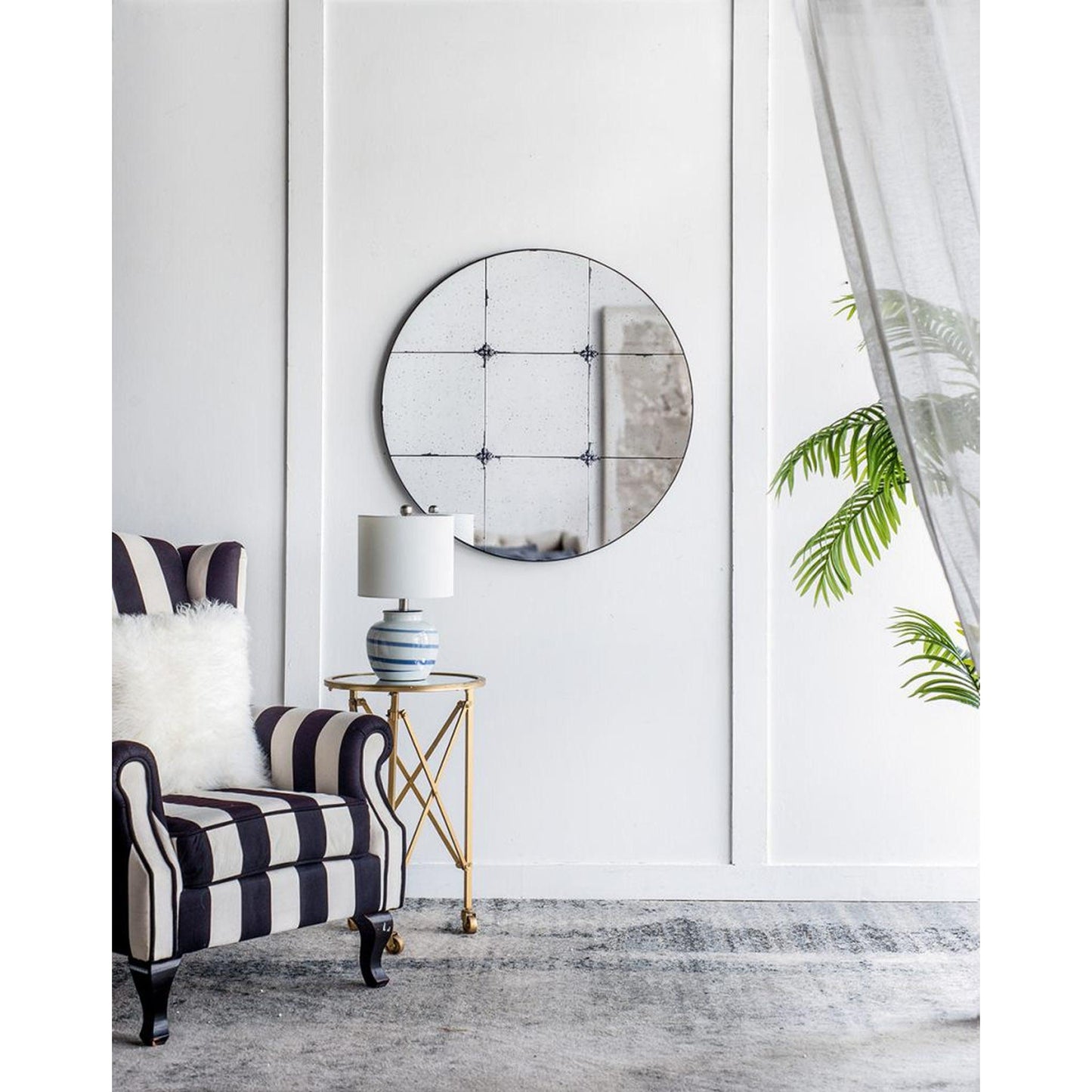 A&B Home 36" x 36" Bundle of 9 Round Black Antique Metal Frame Wall-Mounted