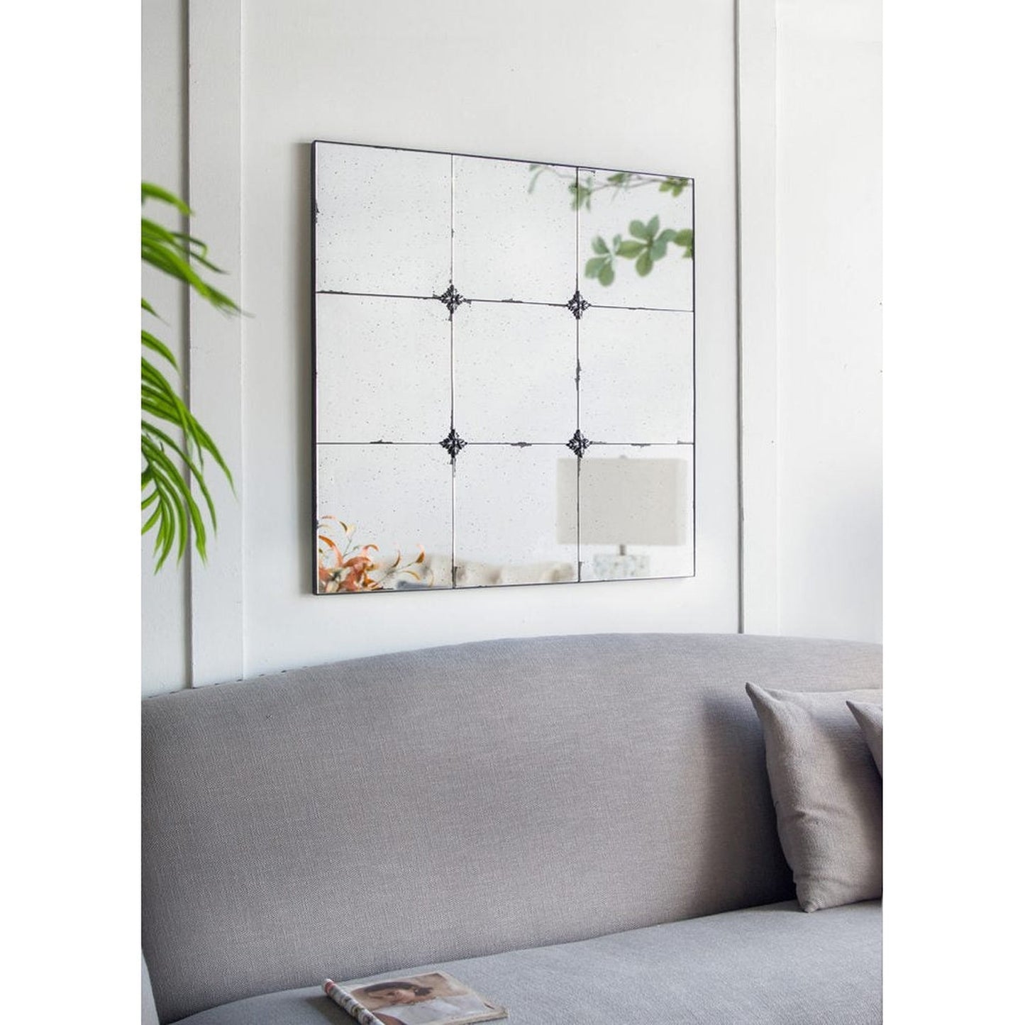 A&B Home 36" x 36" Bundle of 9 Square Shaped Antique Glass Wall-Mounted Mirror