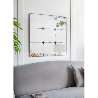 A&B Home 36" x 36" Bundle of 9 Square Shaped Antique Glass Wall-Mounted Mirror