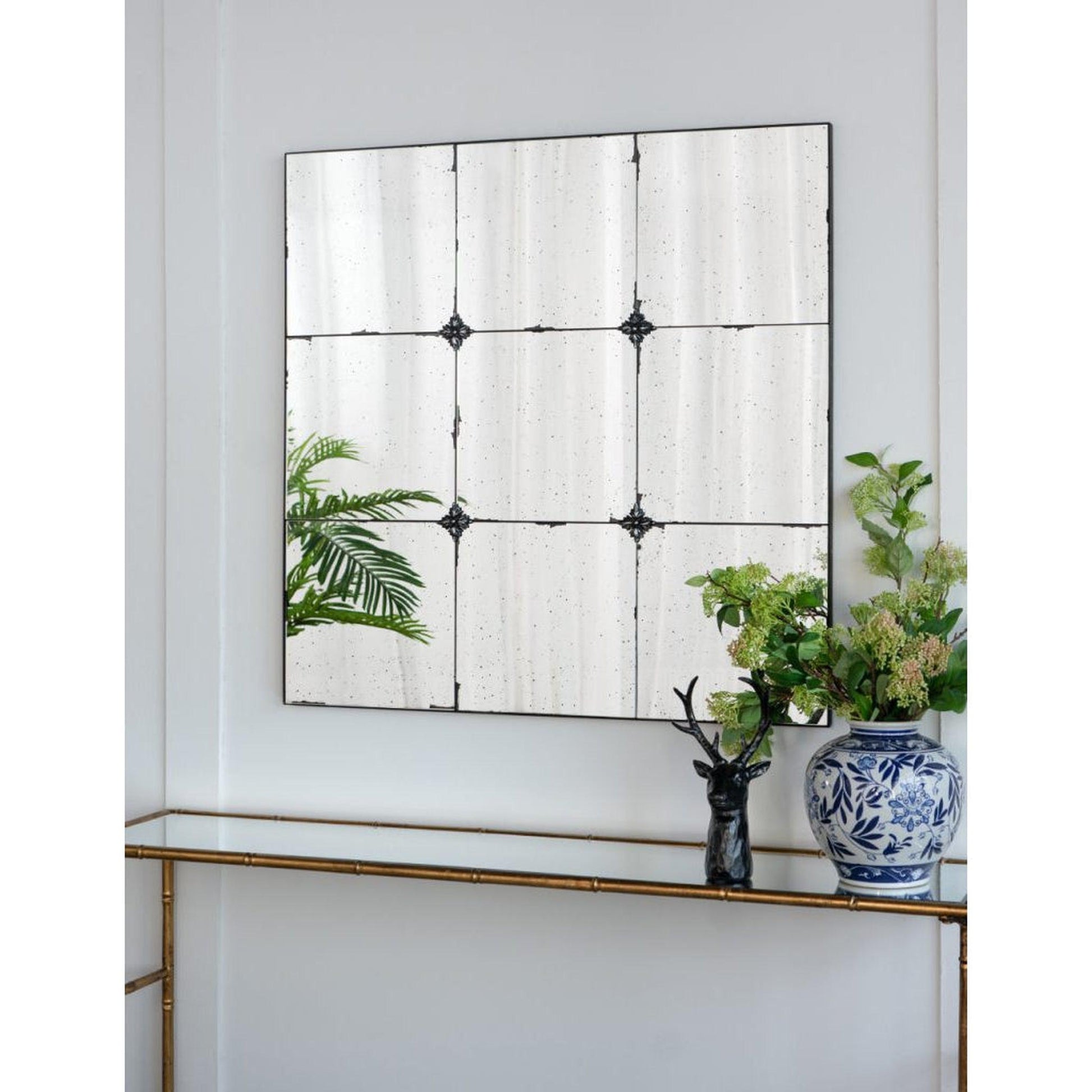 A&B Home 36" x 36" Bundle of 9 Square Shaped Antique Glass Wall-Mounted Mirror