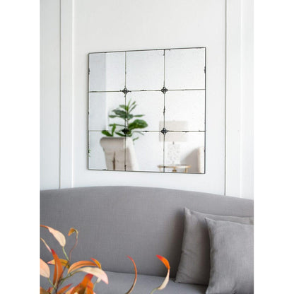 A&B Home 36" x 36" Bundle of 9 Square Shaped Antique Glass Wall-Mounted Mirror