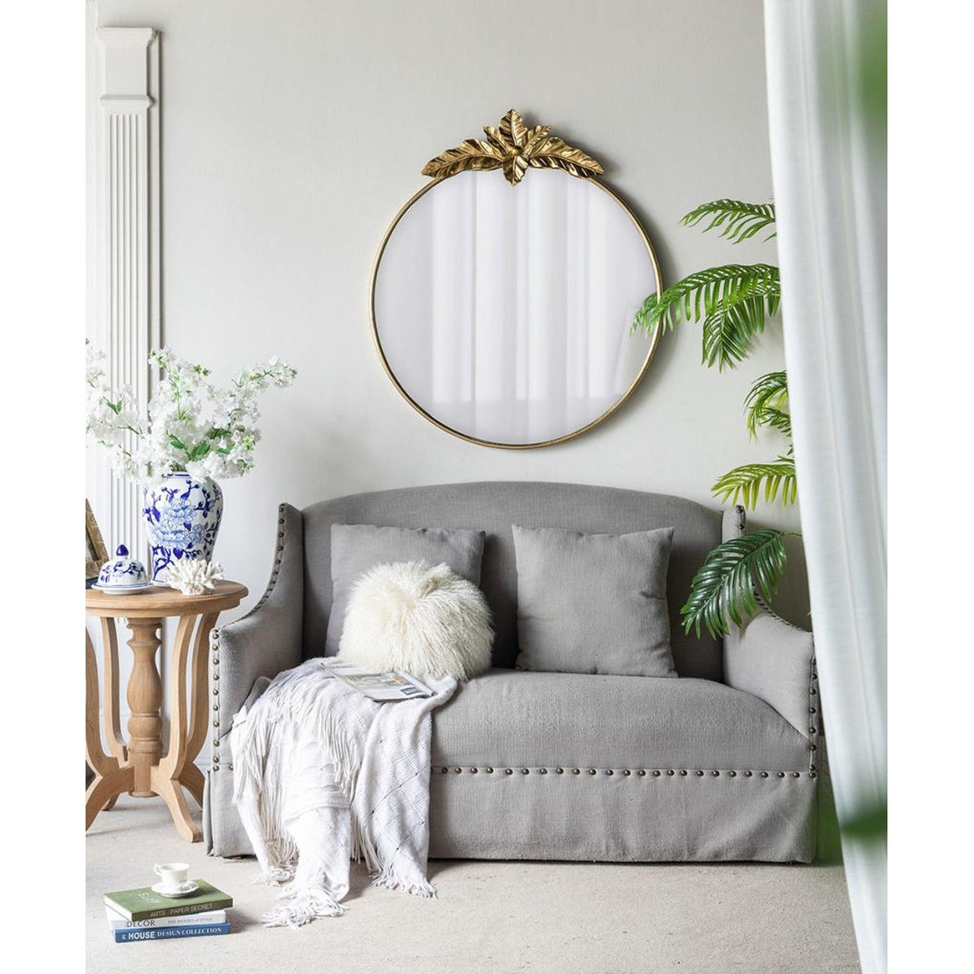 A&B Home 36" x 41" Bundle of 18 Gold Oval Metal Frame Wall-Mounted Mirror With Leaf Accent