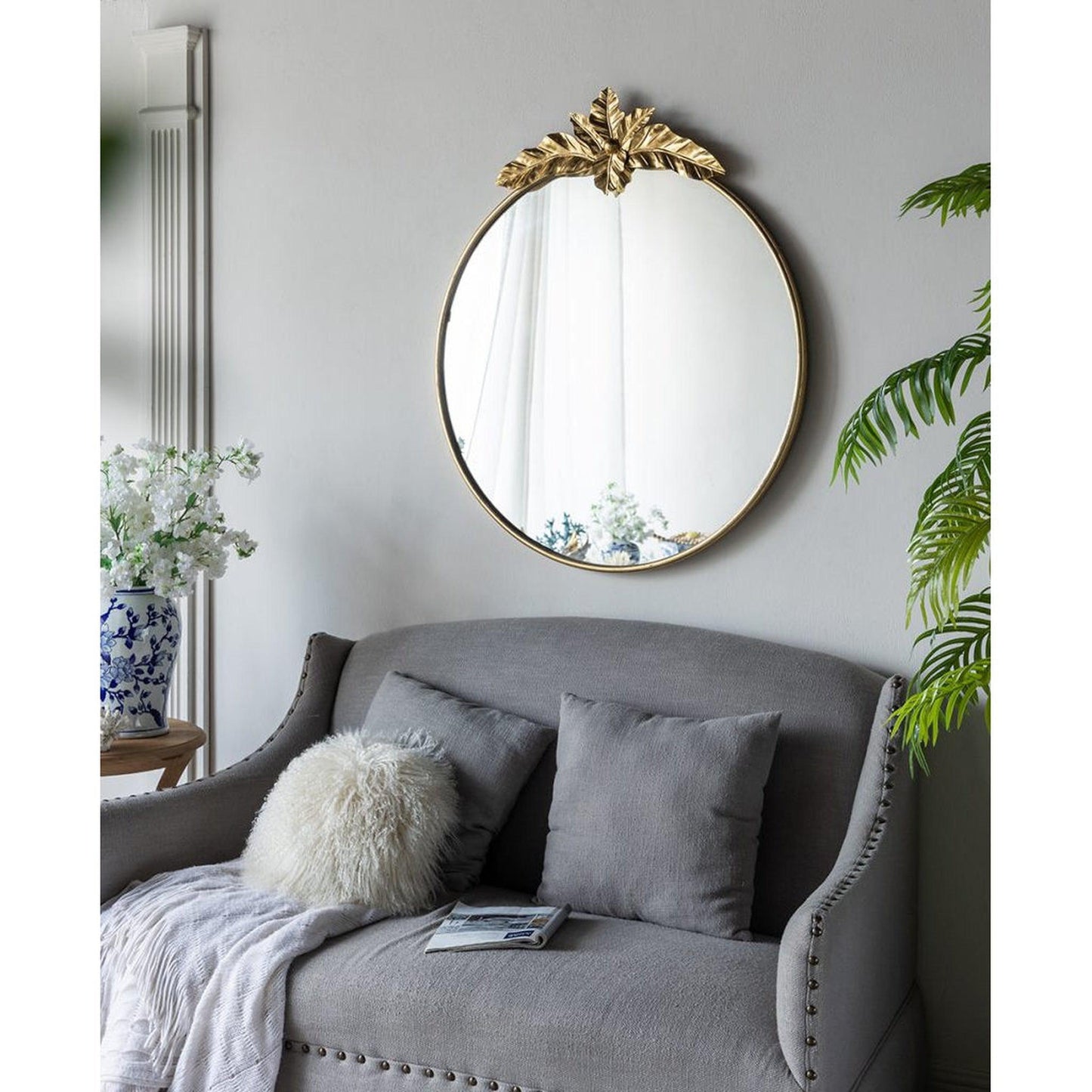 A&B Home 36" x 41" Bundle of 18 Gold Oval Metal Frame Wall-Mounted Mirror With Leaf Accent