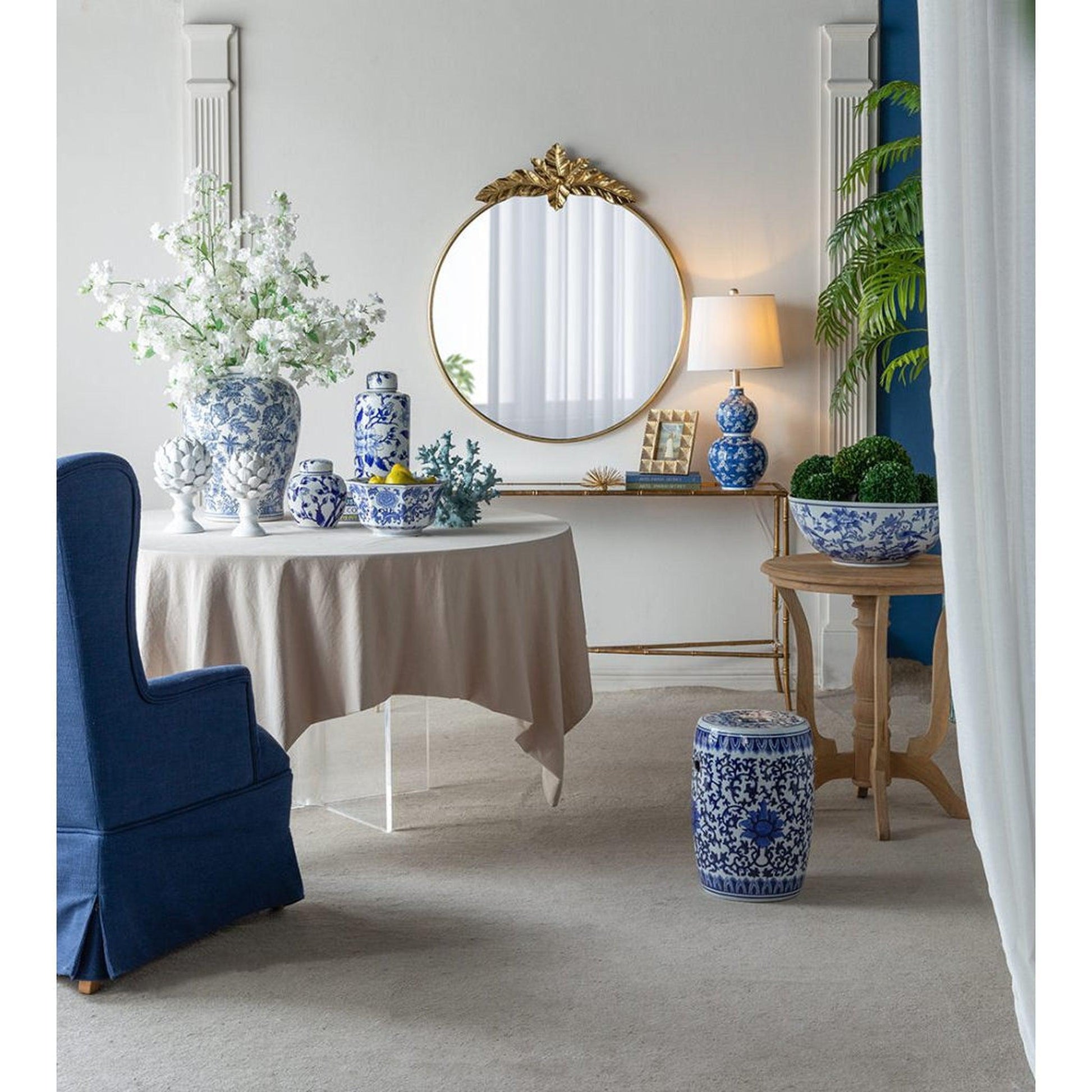 A&B Home 36" x 41" Bundle of 18 Gold Oval Metal Frame Wall-Mounted Mirror With Leaf Accent