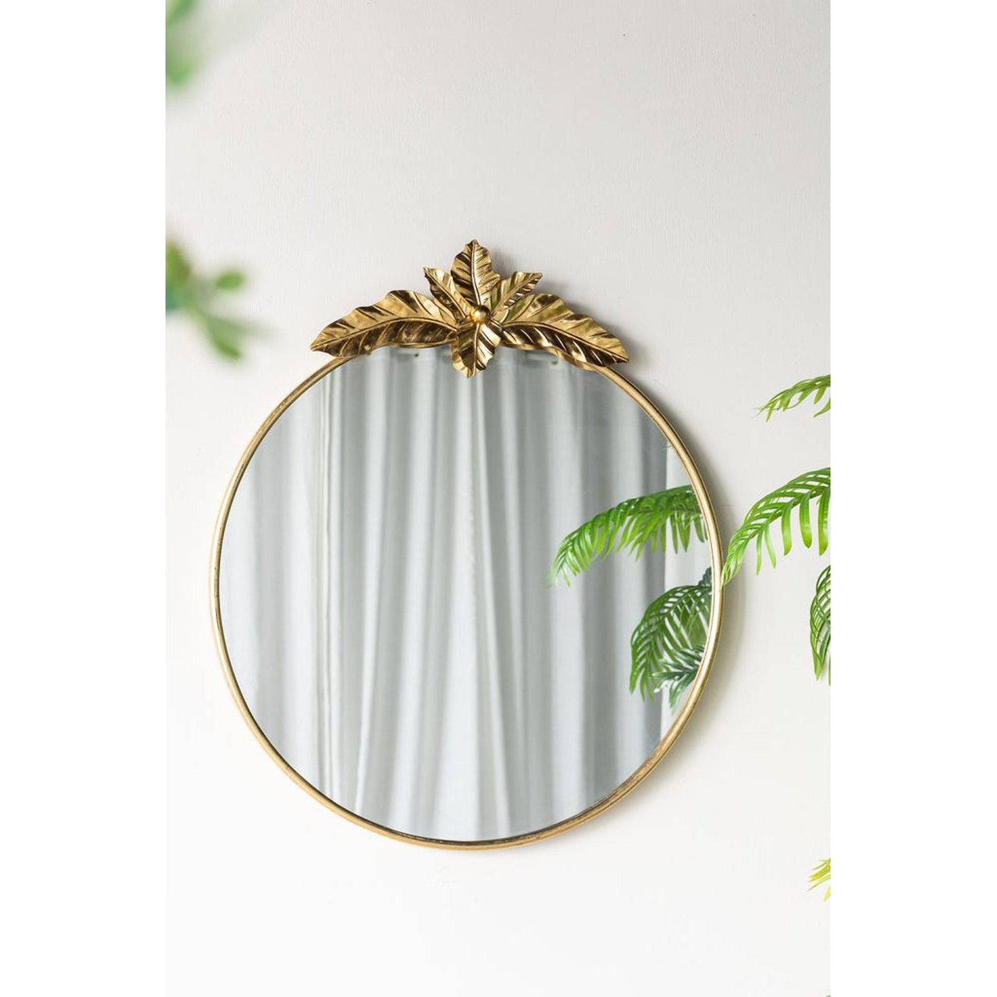 A&B Home 36" x 41" Bundle of 18 Gold Oval Metal Frame Wall-Mounted Mirror With Leaf Accent