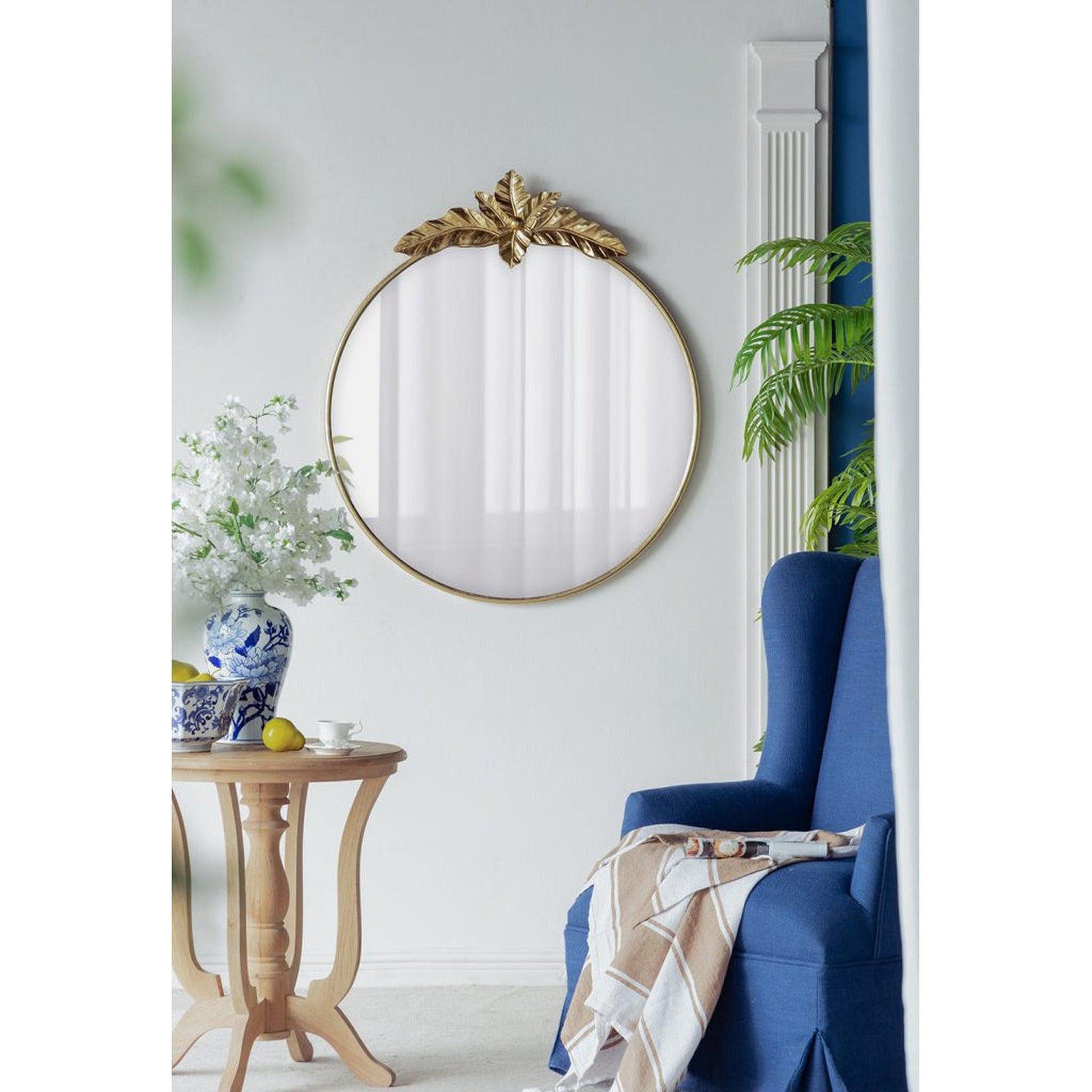A&B Home 36" x 41" Bundle of 18 Gold Oval Metal Frame Wall-Mounted Mirror With Leaf Accent