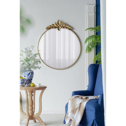 A&B Home 36" x 41" Bundle of 18 Gold Oval Metal Frame Wall-Mounted Mirror With Leaf Accent