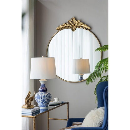 A&B Home 36" x 41" Bundle of 18 Gold Oval Metal Frame Wall-Mounted Mirror With Leaf Accent