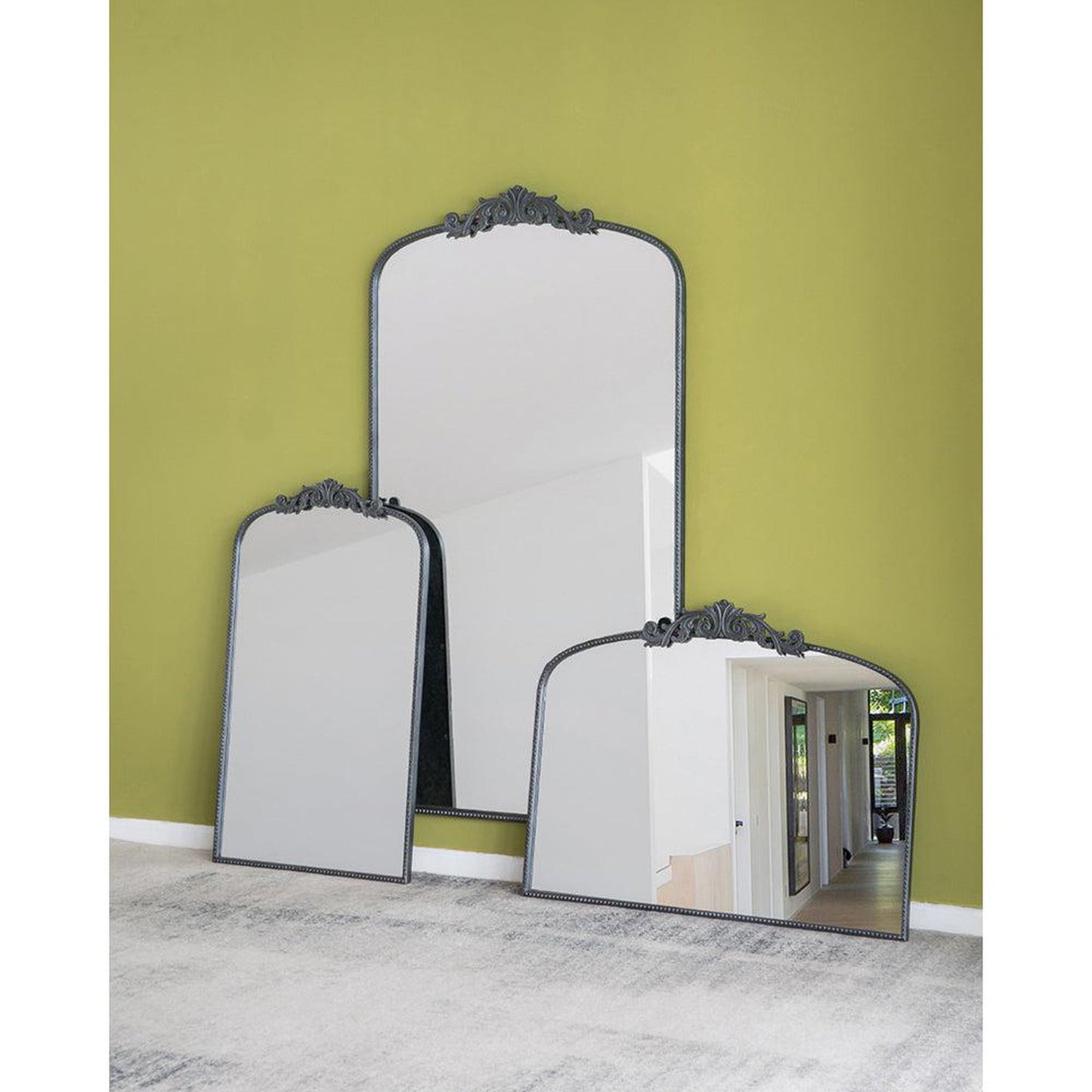 A&B Home 36" x 66" Bundle of 6 Black Frame Full-Length Arched Freestanding Mirror