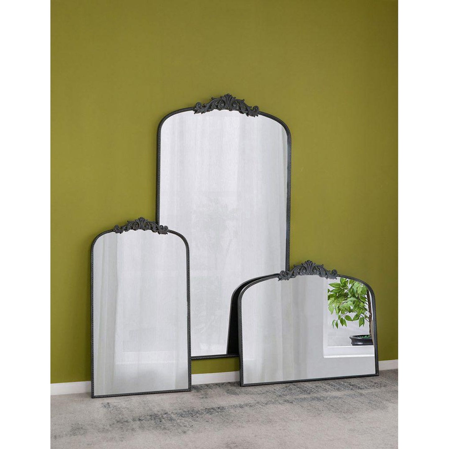 A&B Home 36" x 66" Bundle of 6 Black Frame Full-Length Arched Freestanding Mirror