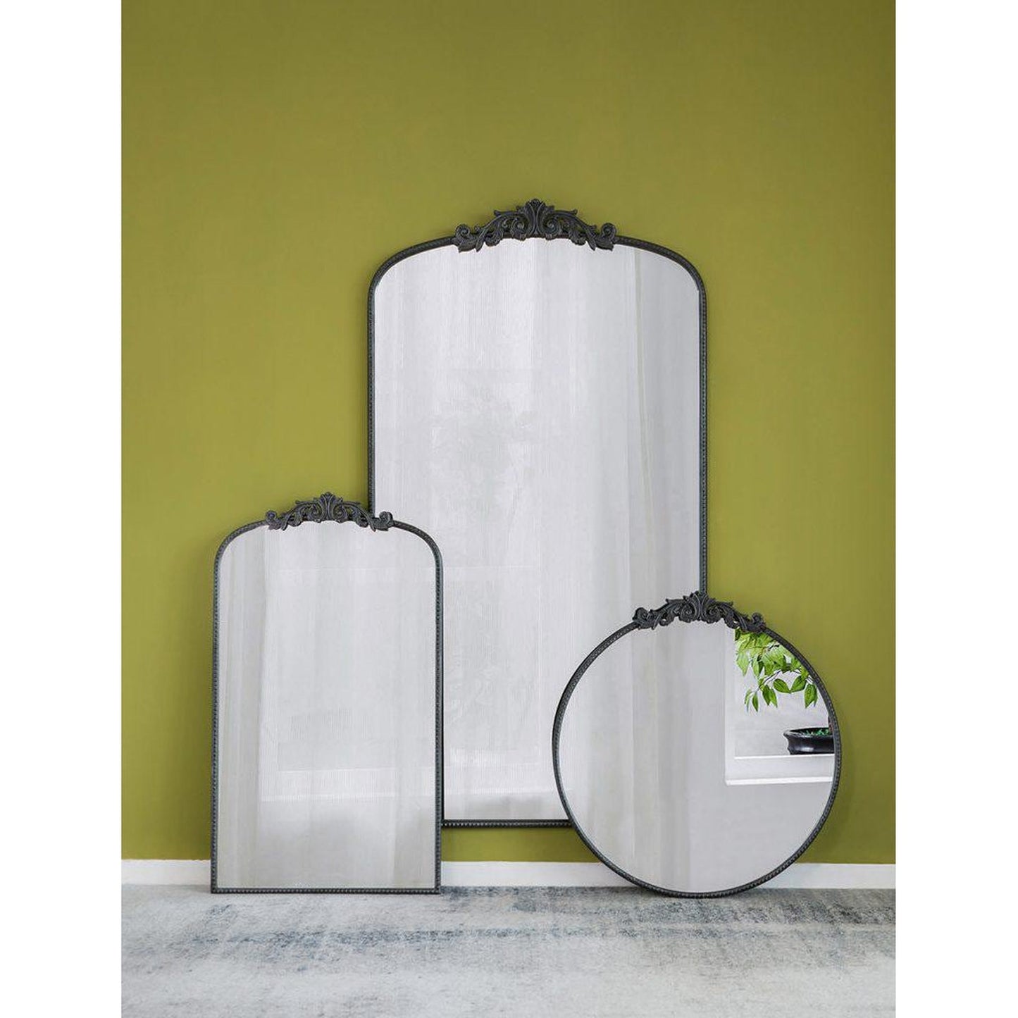 A&B Home 36" x 66" Bundle of 6 Black Frame Full-Length Arched Freestanding Mirror