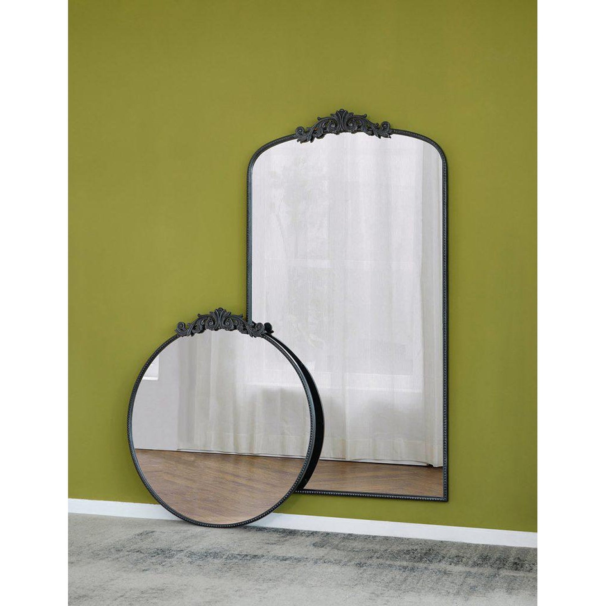 A&B Home 36" x 66" Bundle of 6 Black Frame Full-Length Arched Freestanding Mirror