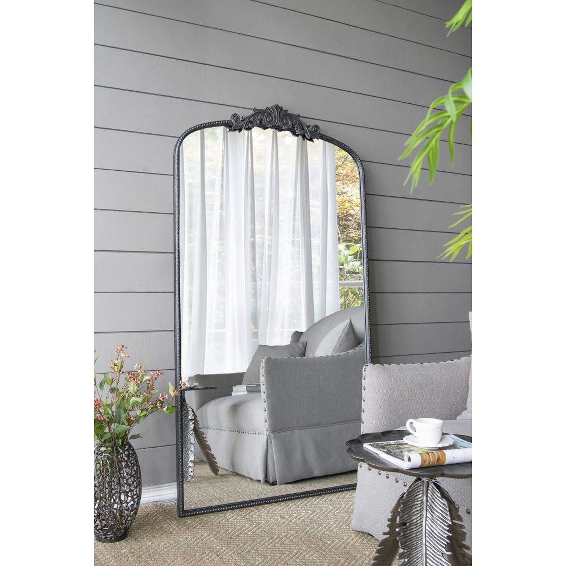 A&B Home 36" x 66" Bundle of 6 Black Frame Full-Length Arched Freestanding Mirror