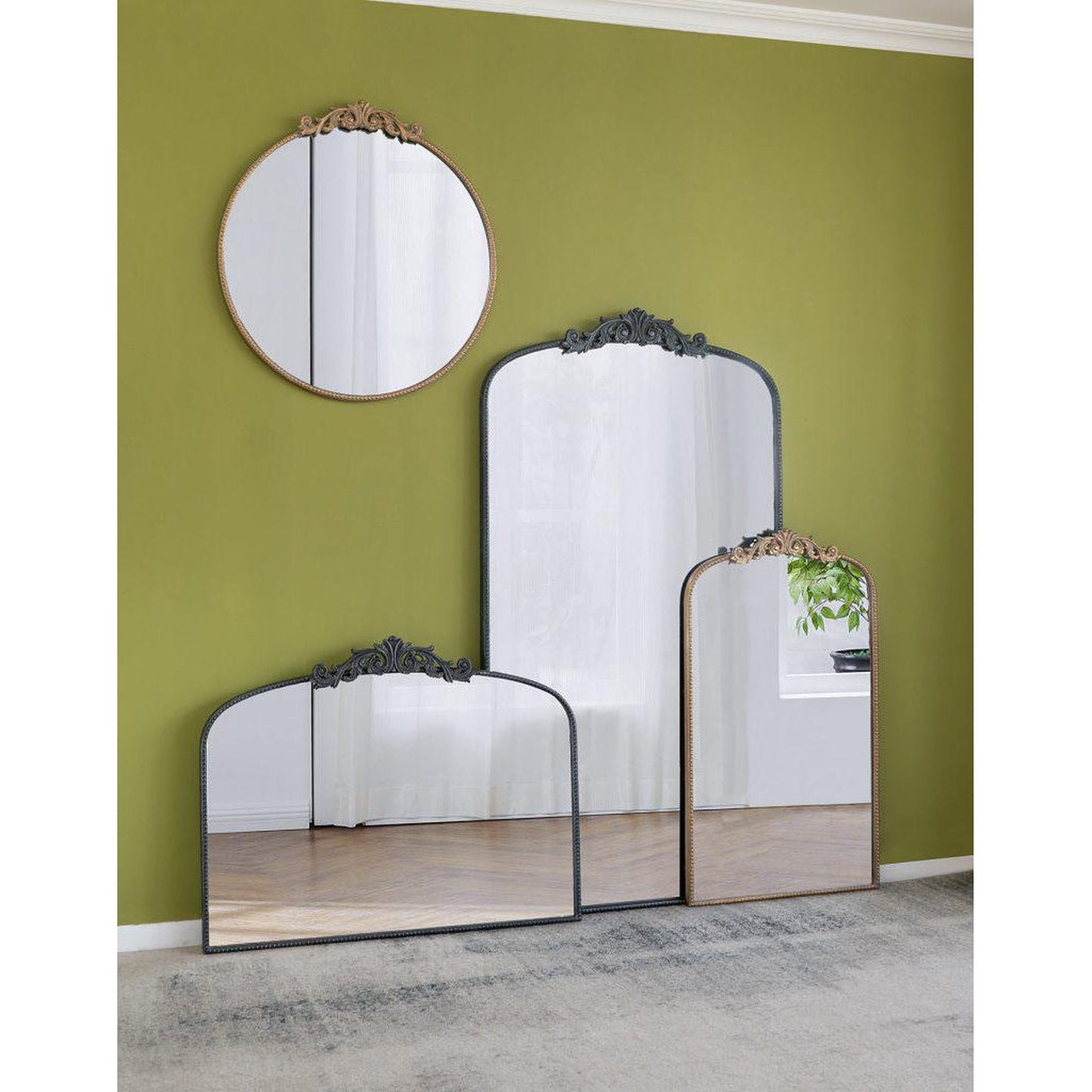 A&B Home 36" x 66" Bundle of 8 Black Frame Full-Length Arched Freestanding Mirror