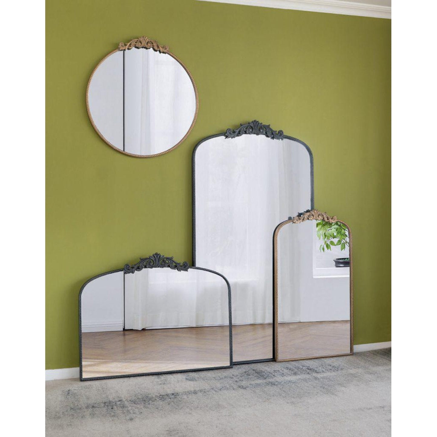 A&B Home 36" x 66" Bundle of 8 Black Frame Full-Length Arched Freestanding Mirror
