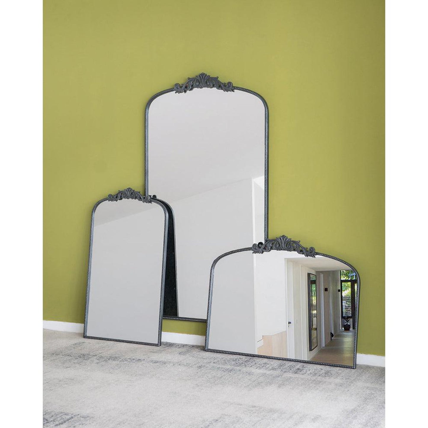 A&B Home 36" x 66" Bundle of 8 Black Frame Full-Length Arched Freestanding Mirror