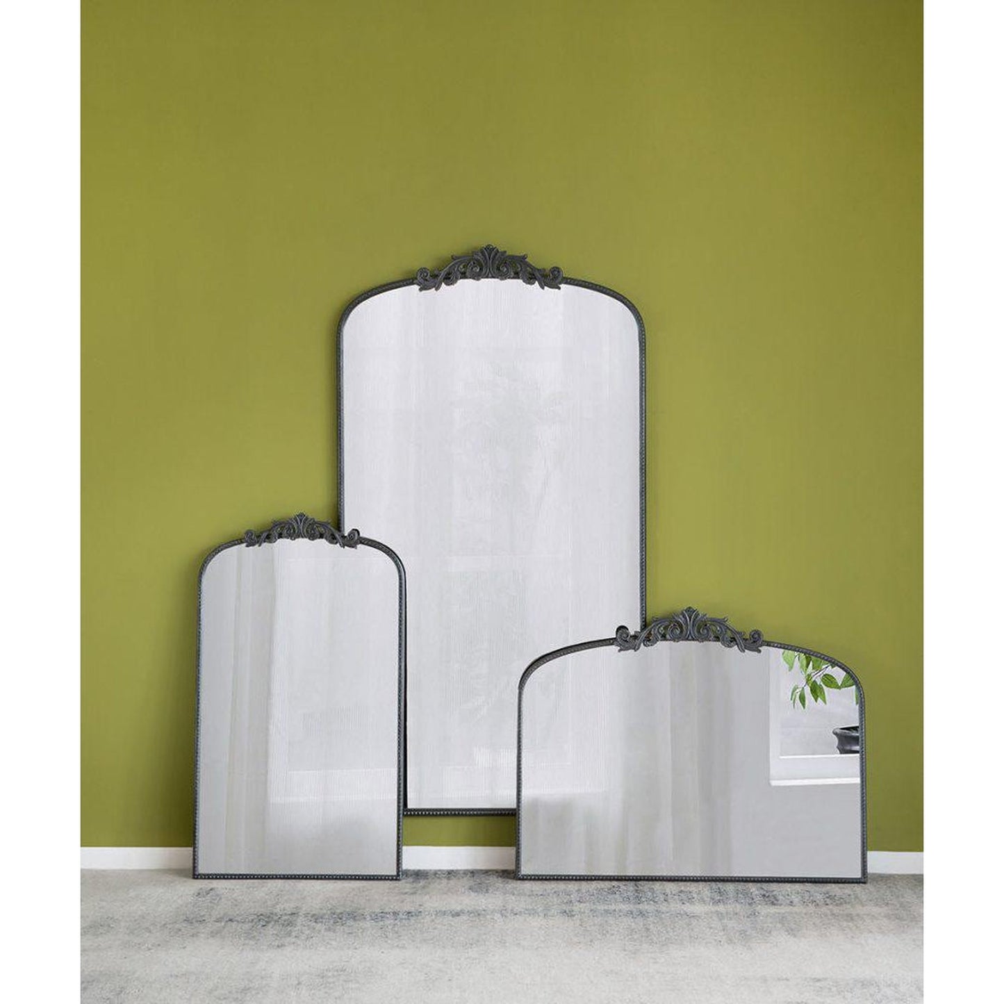 A&B Home 36" x 66" Bundle of 8 Black Frame Full-Length Arched Freestanding Mirror