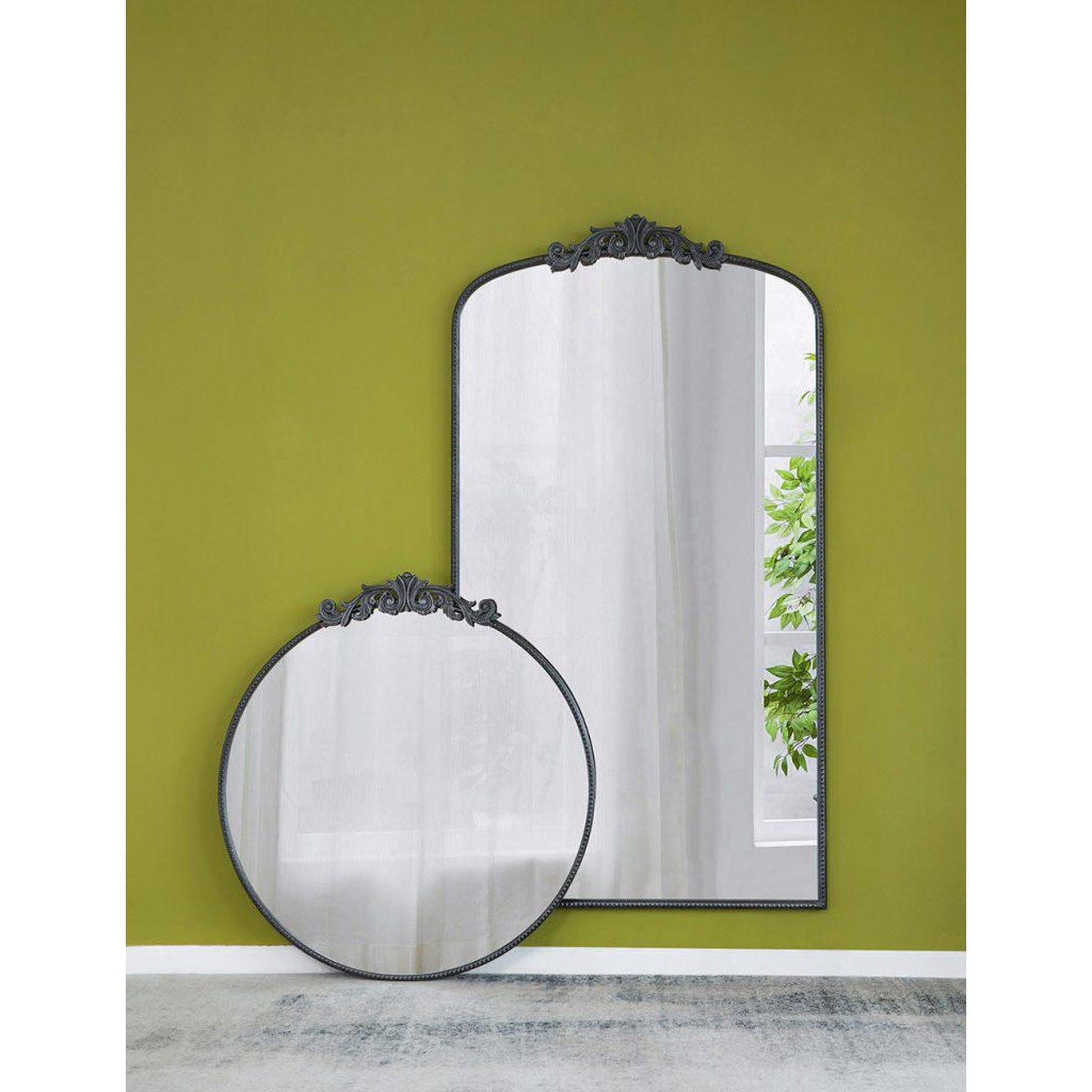 A&B Home 36" x 66" Bundle of 8 Black Frame Full-Length Arched Freestanding Mirror