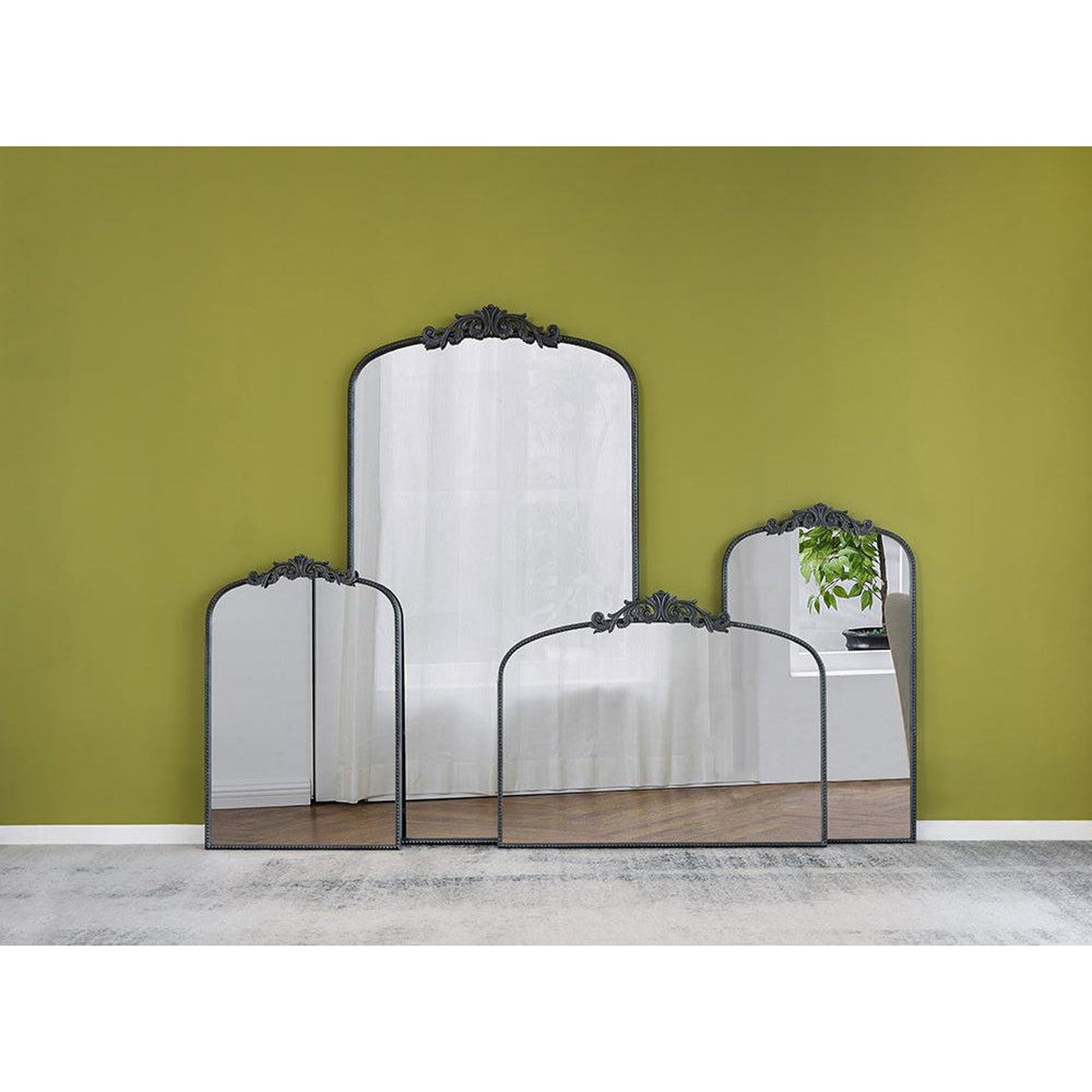 A&B Home 36" x 66" Bundle of 8 Black Frame Full-Length Arched Freestanding Mirror