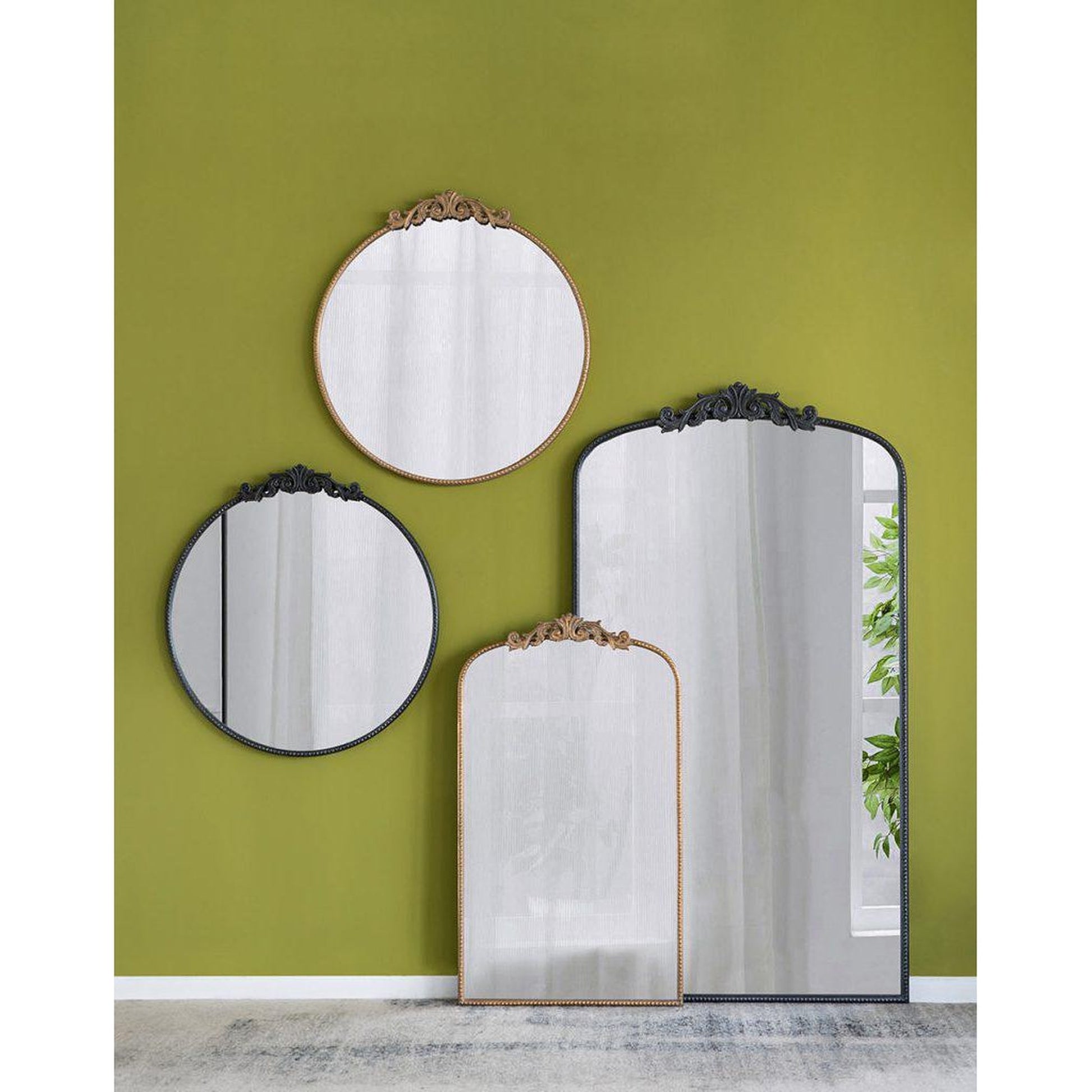 A&B Home 36" x 66" Bundle of 8 Black Frame Full-Length Arched Freestanding Mirror