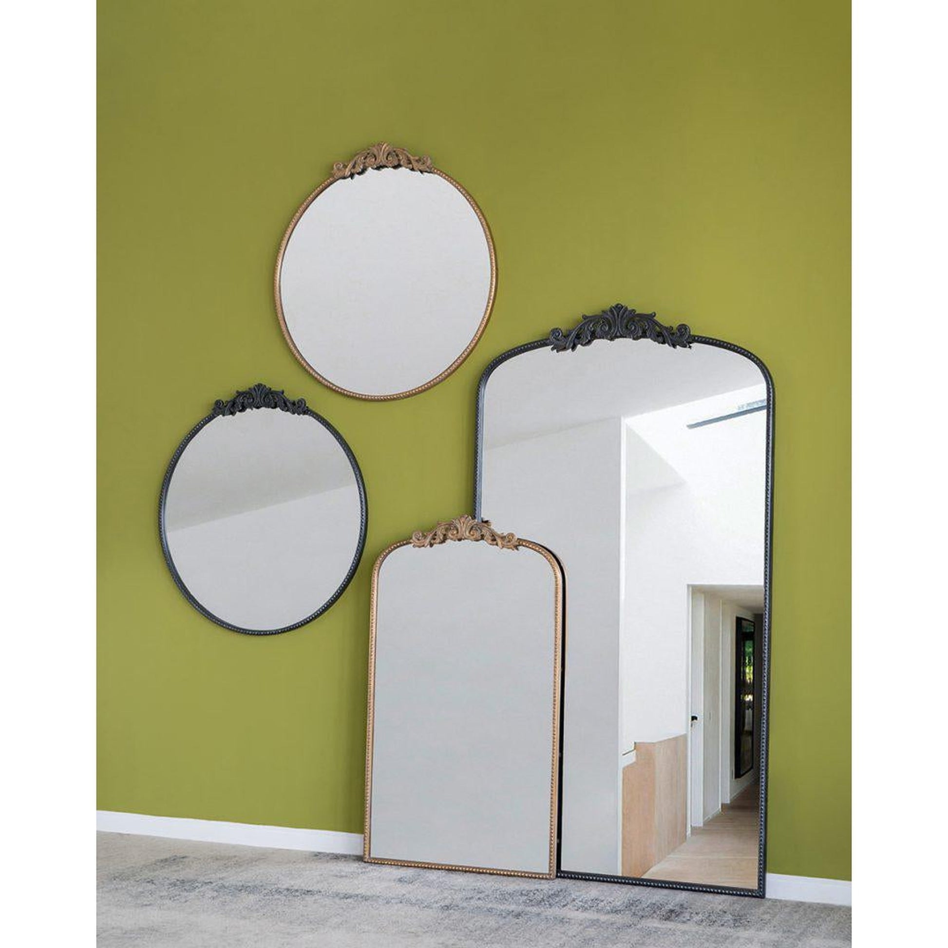 A&B Home 36" x 66" Bundle of 8 Black Frame Full-Length Arched Freestanding Mirror