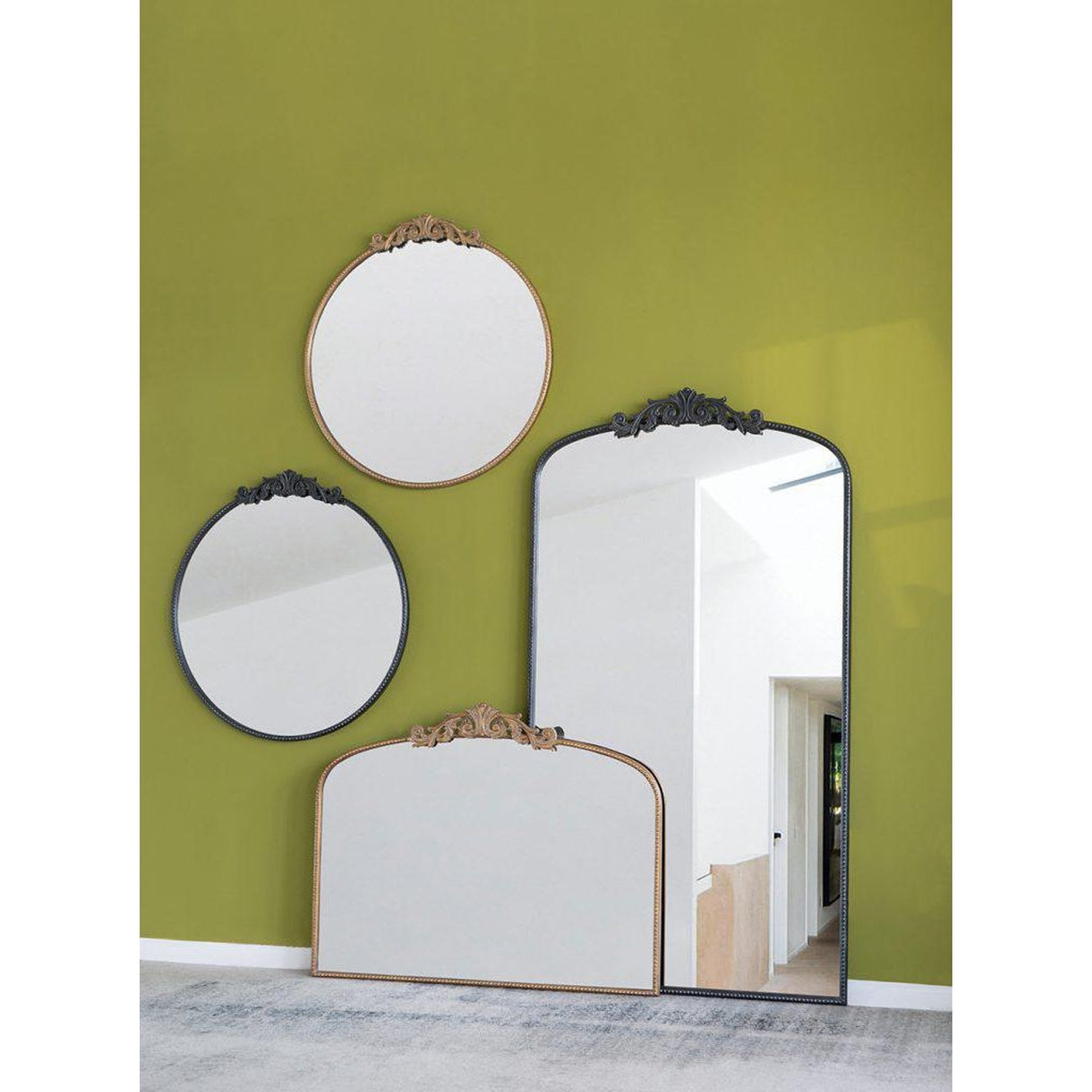 A&B Home 36" x 66" Bundle of 8 Black Frame Full-Length Arched Freestanding Mirror