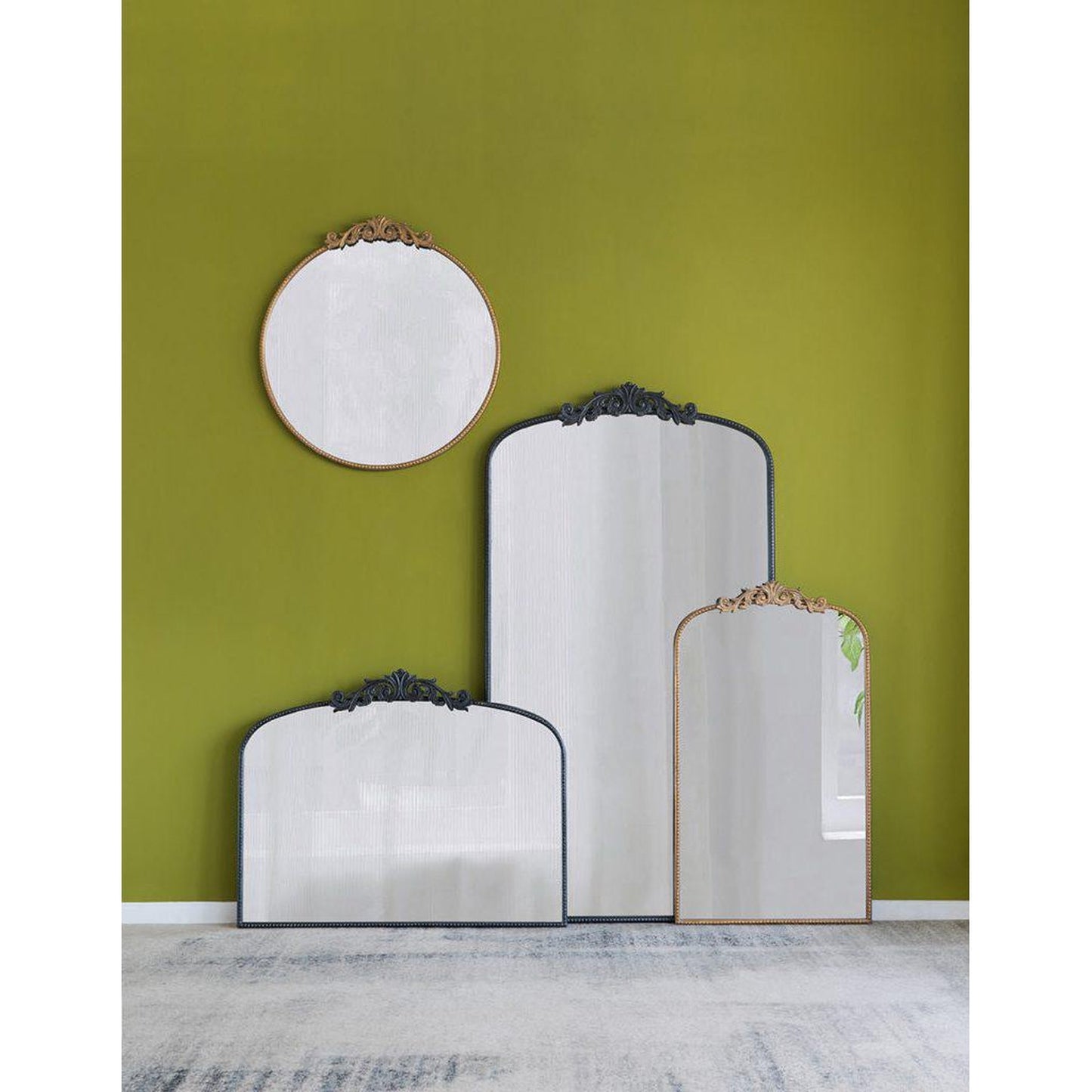 A&B Home 36" x 66" Bundle of 8 Black Frame Full-Length Arched Freestanding Mirror