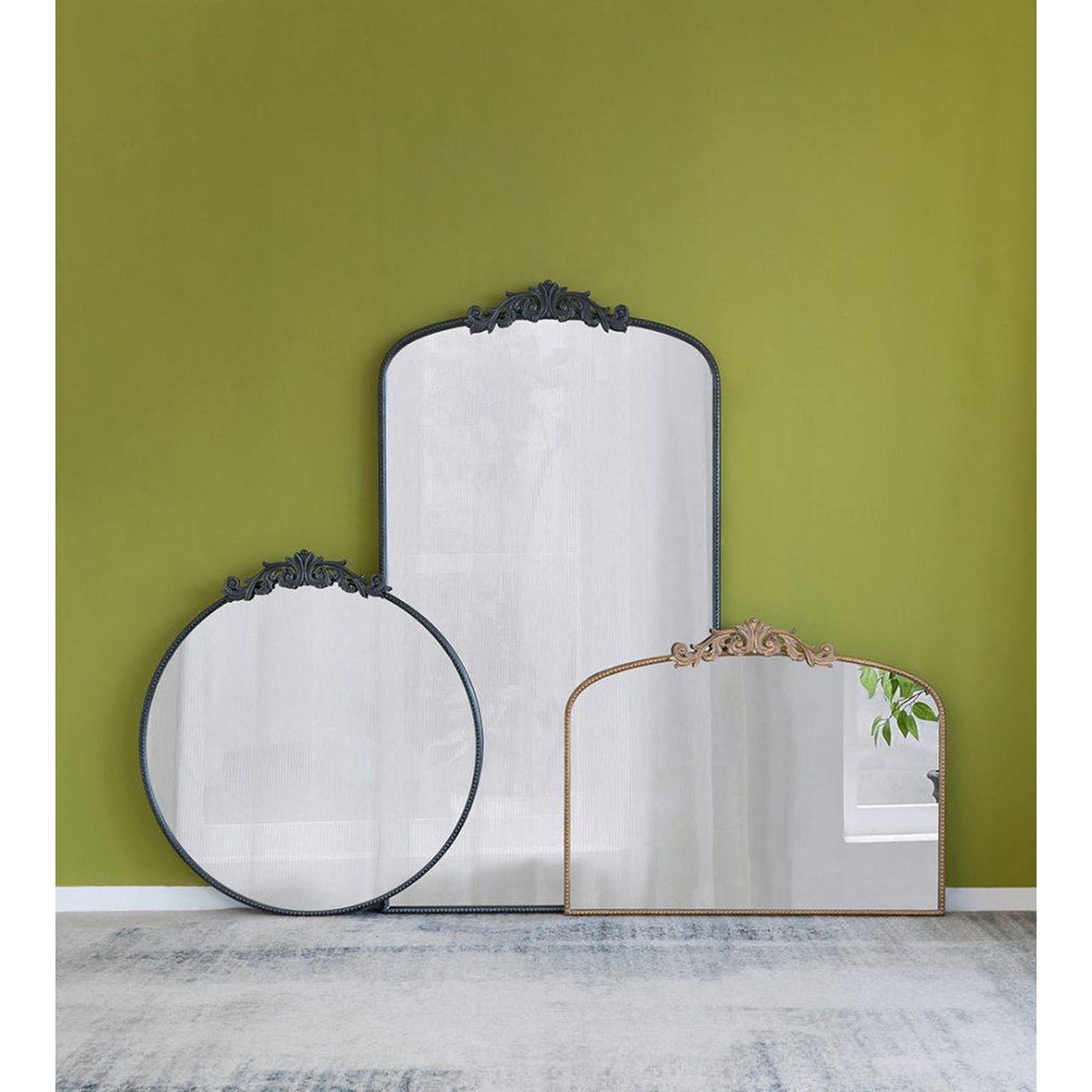 A&B Home 36" x 66" Bundle of 8 Black Frame Full-Length Arched Freestanding Mirror