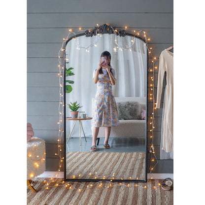 A&B Home 36" x 66" Bundle of 8 Black Frame Full-Length Arched Freestanding Mirror