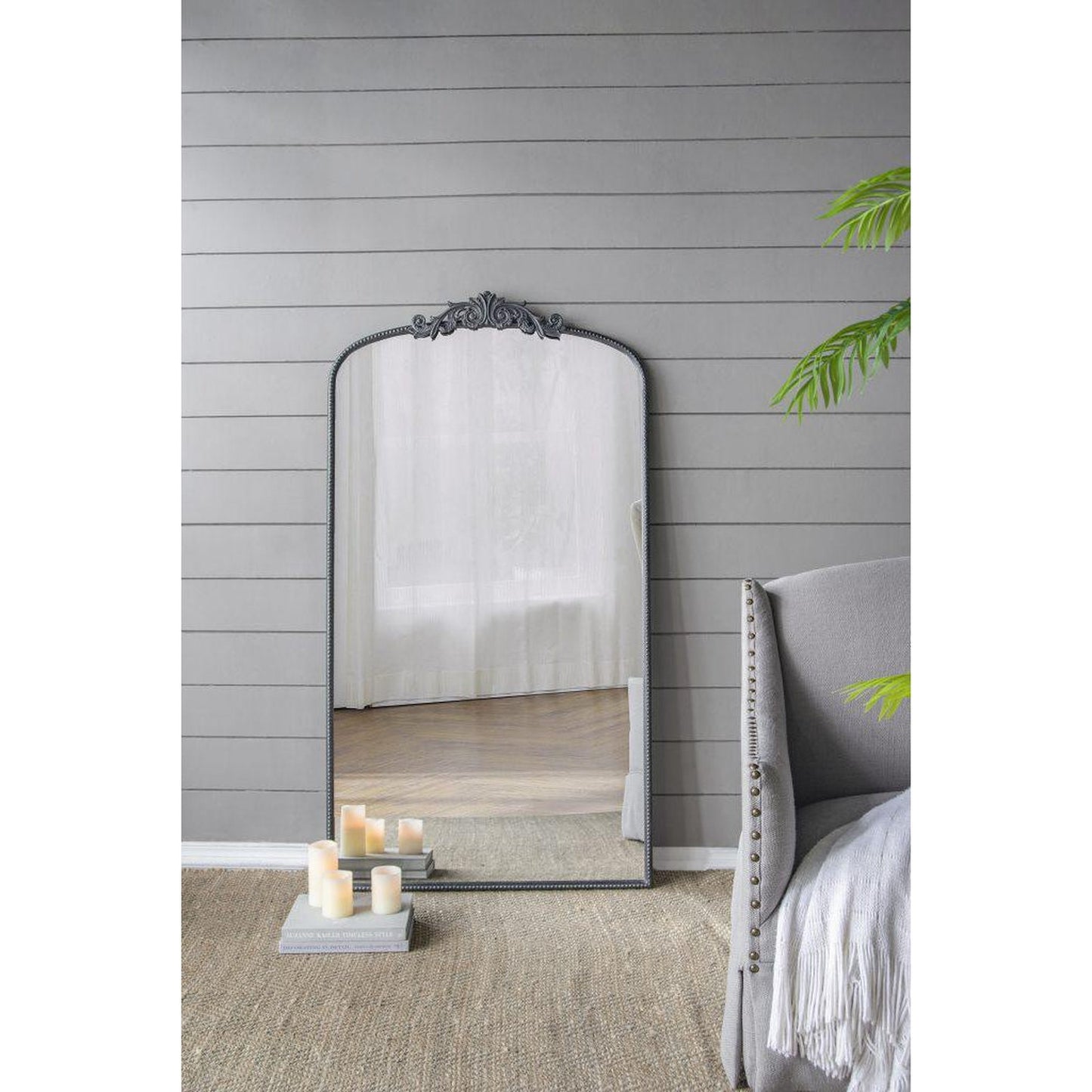 A&B Home 36" x 66" Bundle of 8 Black Frame Full-Length Arched Freestanding Mirror