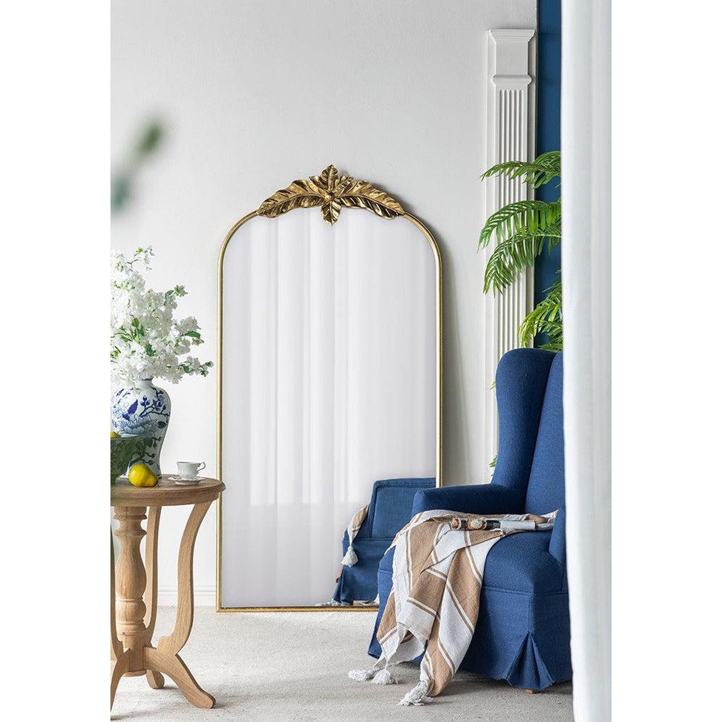 A&B Home 36" x 66" Bundle of 9 Large Arched Gold Leaf Accent Framed Floor Mirror