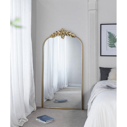 A&B Home 36" x 66" Bundle of 9 Large Arched Gold Leaf Accent Framed Floor Mirror