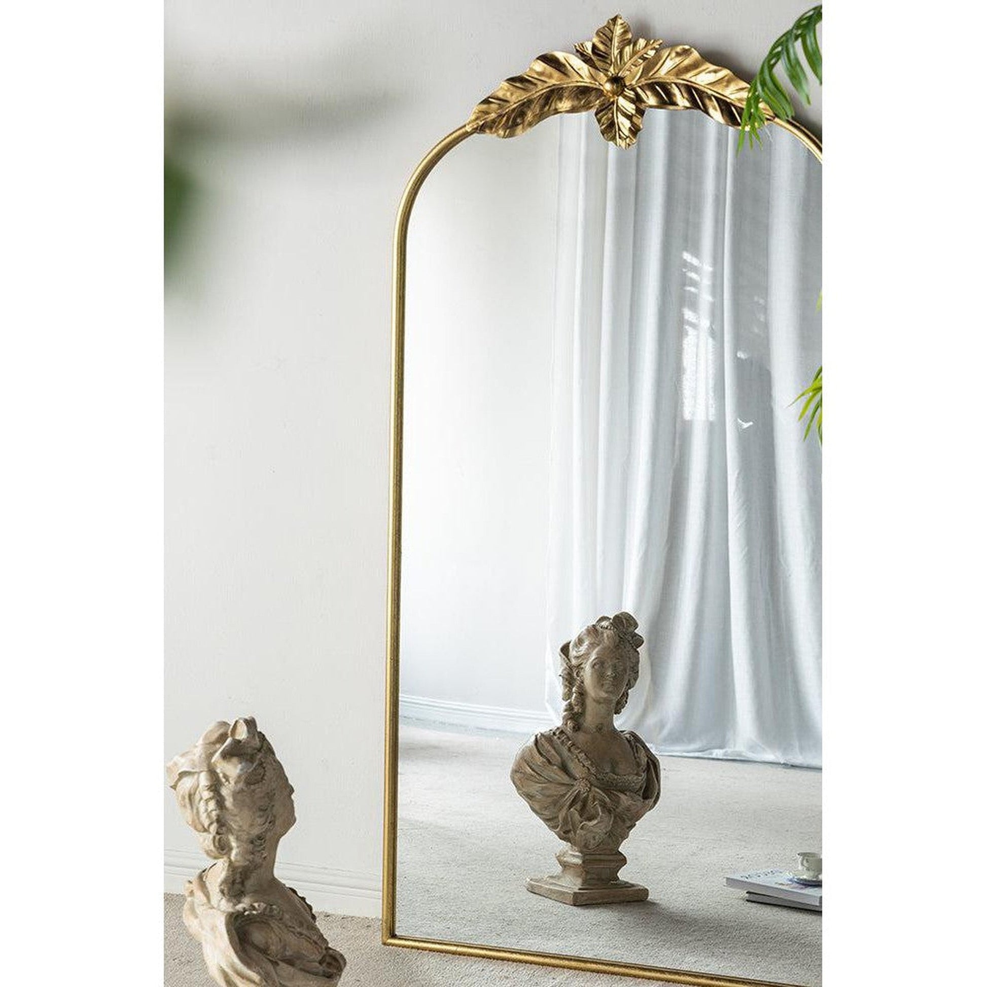 A&B Home 36" x 66" Bundle of 9 Large Arched Gold Leaf Accent Framed Floor Mirror