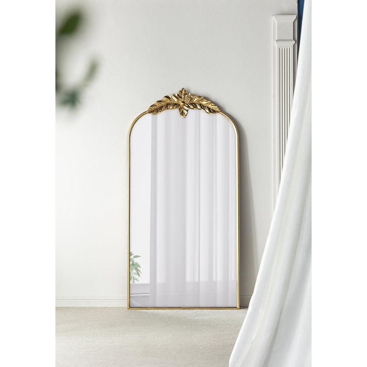 A&B Home 36" x 66" Bundle of 9 Large Arched Gold Leaf Accent Framed Floor Mirror